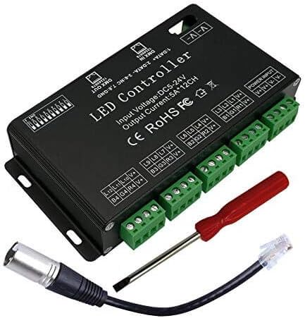 12-kanal-dmx-decoder – 1 Stück – Aluminium – 60 A Rgb-led-steuerung – Bühne Und Heimstudio – Dc 12–24 V