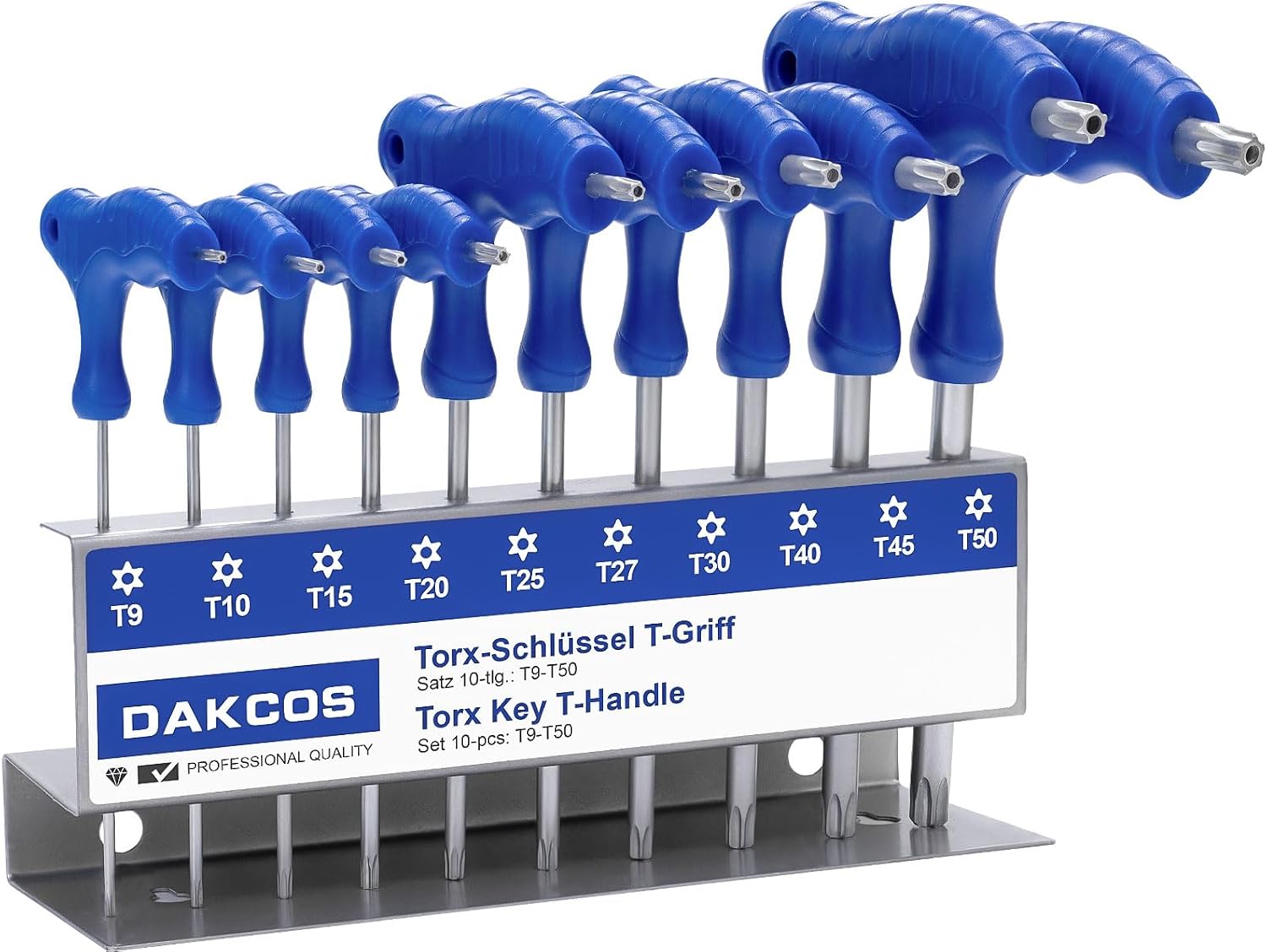 10er-set Torx-schlüssel T9-t50 – Chrom-vanadium-stahl – Ergonomischer T-griff – Für Innensechskantschrauben – Werkstatt Und Haushalt
