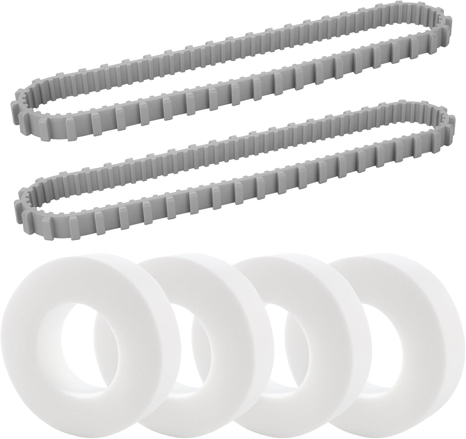 Schienen- Und Ringset – 2er-set – Strapazierfähiges Gummi – Ersatzteil Für Poolroboter – Kompatibel Mit Dolphin Nautilus Cc Plus – Grau