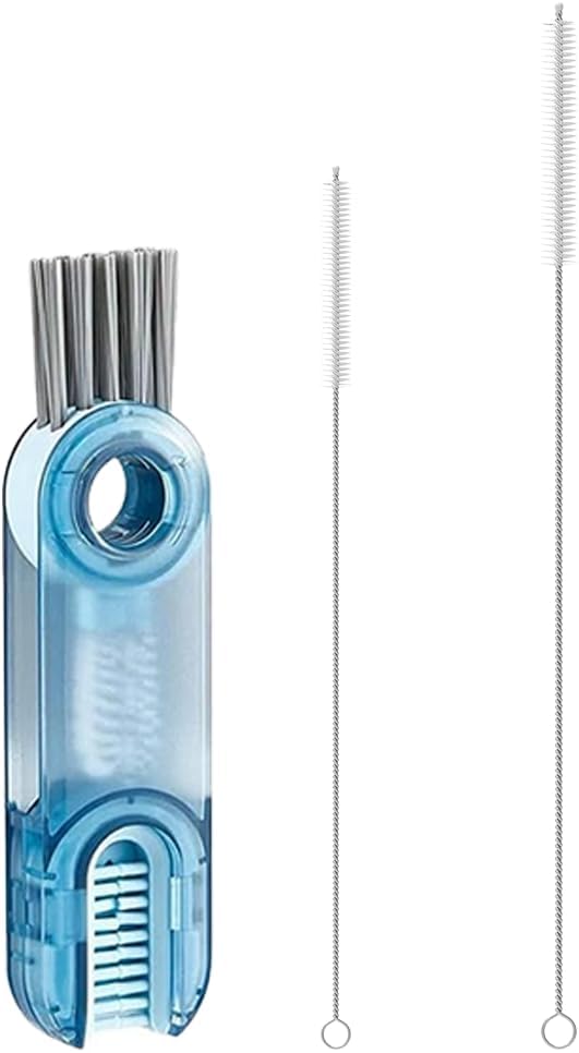 3-in-1 Reinigungsbürste – 3-teiliges Set – Strapazierfähiges Nylon – Für Flaschenhälse Und Strohhalme – Für Küchen- Und Babyflaschen – Schwarz Und Weiß