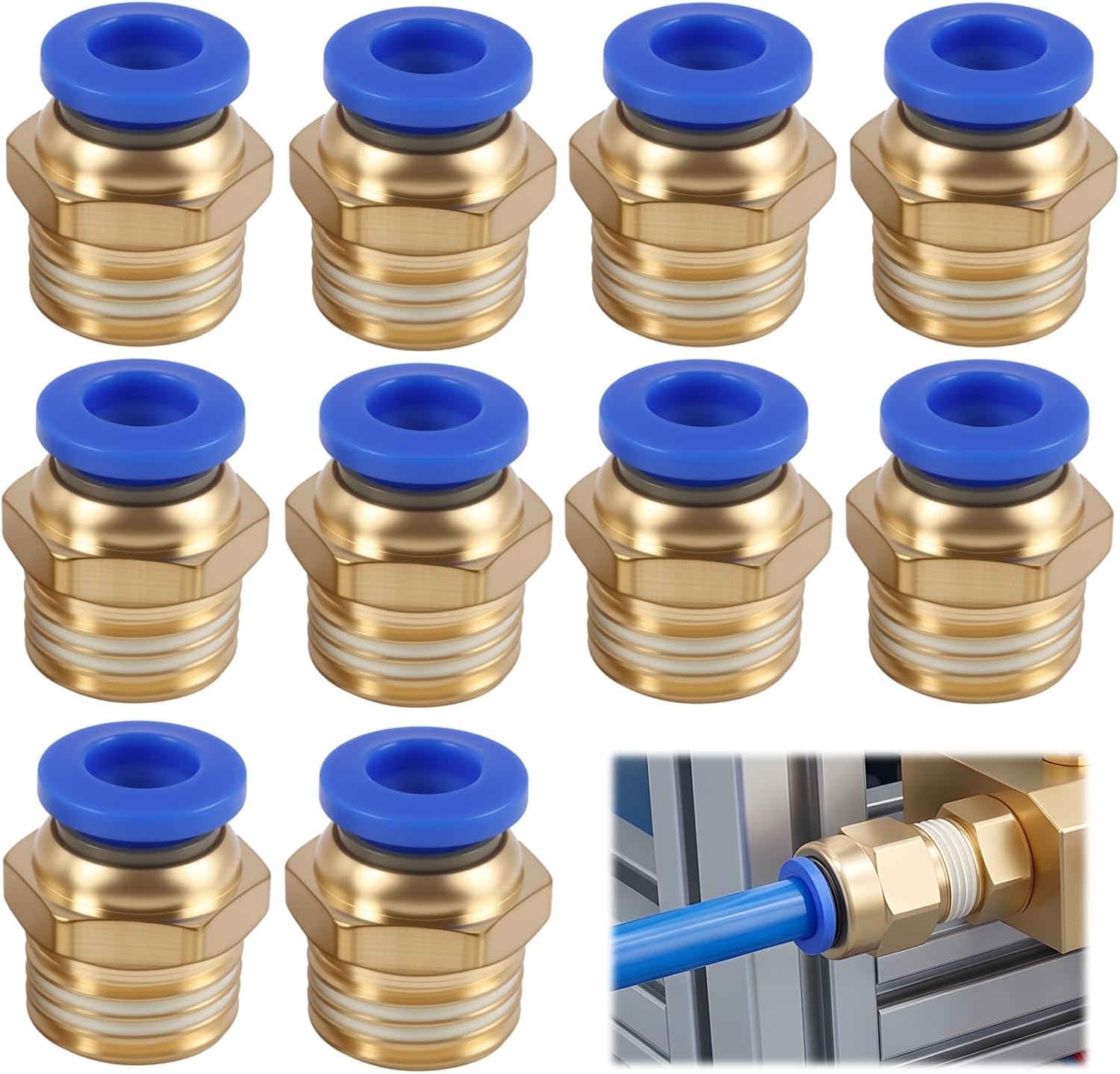 Pneumatik-schnellkupplungen (gerade) – 10 Stück – Metall Und Kunststoff – Schnellanschluss – Druckluftsysteme – 6 Mm X 1/4" Bsp