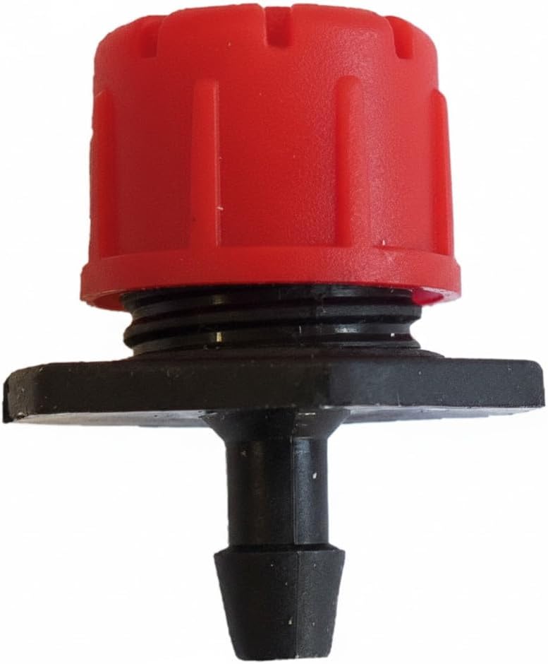 100er-pack Verstellbare Tropfer – Robustes Kunststoffmaterial – Durchflussrate 0–70 L/h – Automatisches Bewässerungssystem – Garten, Gemüsebeet, Gewächshaus – Rot