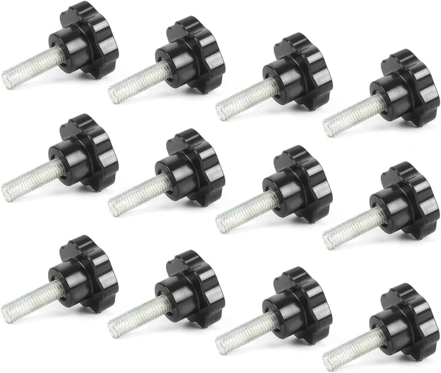 M8-klemmknöpfe – 12er-pack – Kunststoff Und Verzinkter Stahl – Präzise Industrielle Einstellung – Schwarz – 40 Mm