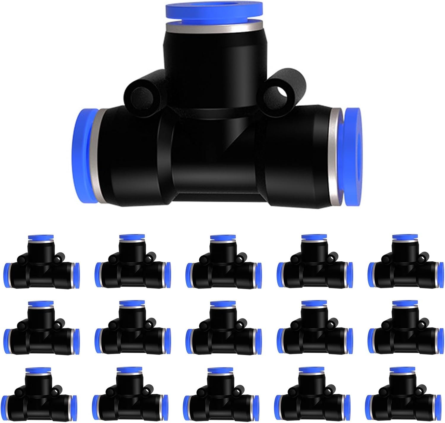 Pneumatische T-stücke – 15er-pack – Verstärkter Kunststoff – Schnellanschluss – Für Druckluftsysteme – 6 Mm