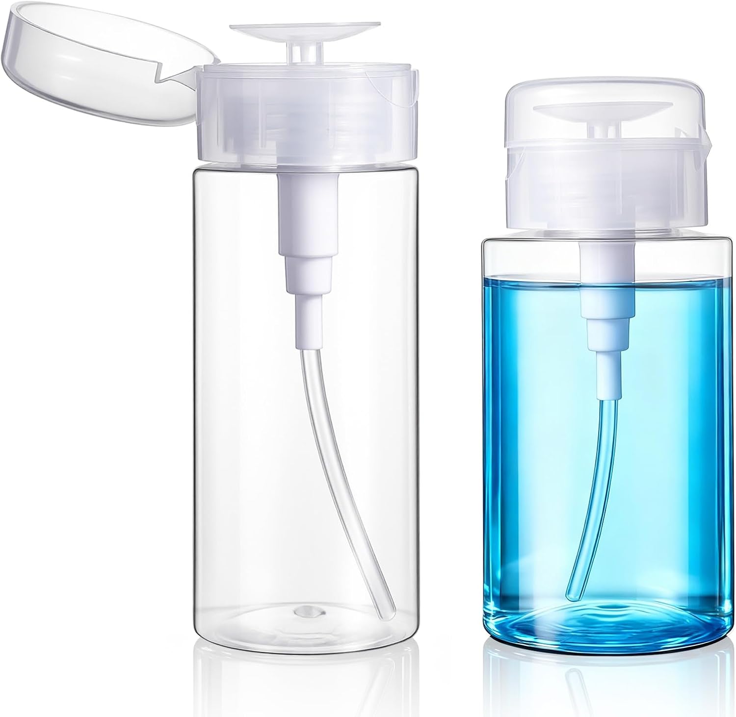 Set Mit 2 Pumpspendern – Leere, Transparente Pet-flaschen – Auslaufsicheres System – Für Nagellackentferner Und Gesichtswasser – Für Zuhause Und Unterwegs – 150 Ml Und 200 Ml