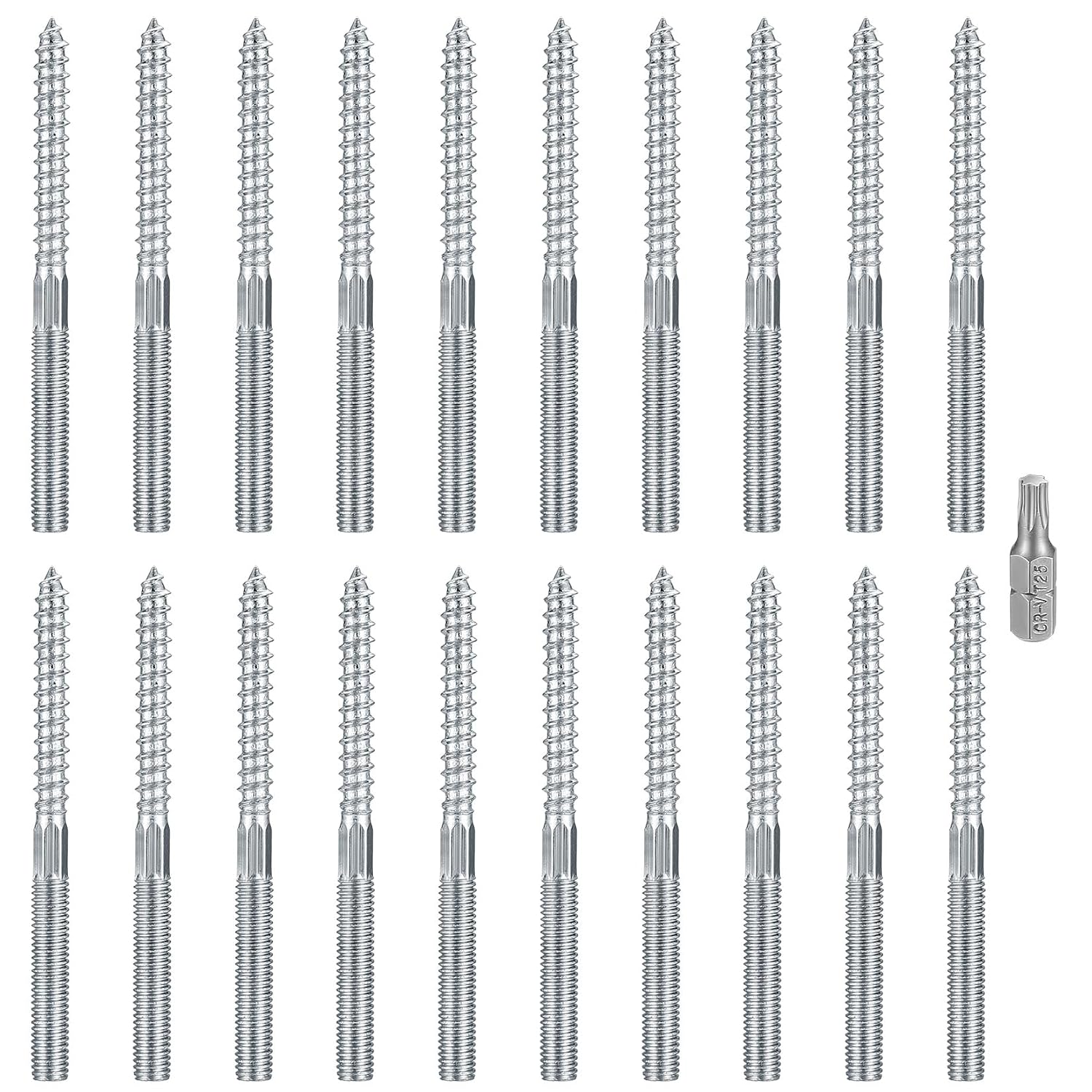 M8-gewindeanker – 20er-pack – Kohlenstoffstahl – Doppelseitiger Torx-verschluss – Beton Und Holz – 100 Mm
