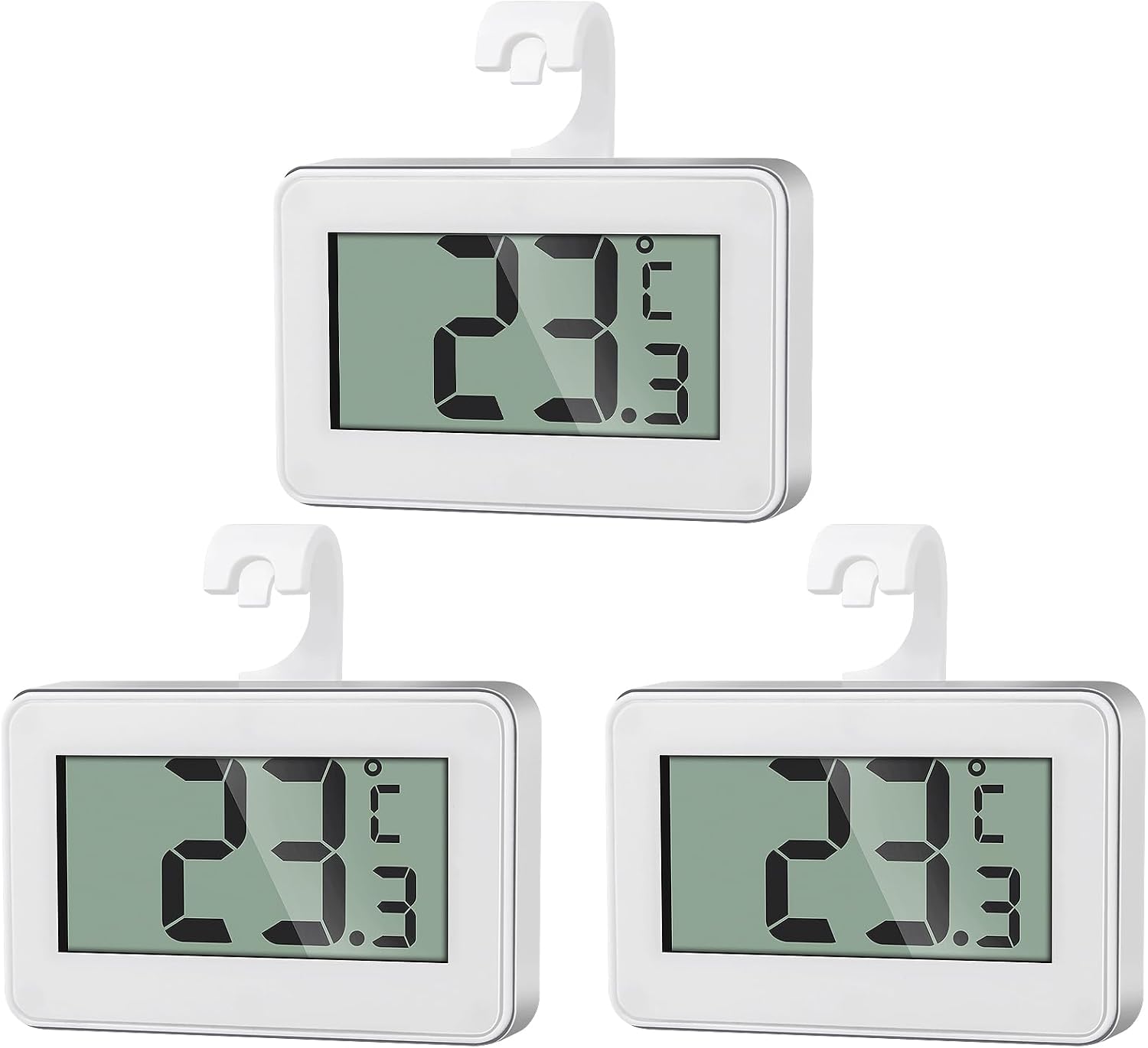 3er-set Mini-digitalthermometer – Robustes Kunststoffgehäuse – Temperaturüberwachung – Für Kühlschrank, Gefrierschrank Und Küche – Kompaktes Schwarz