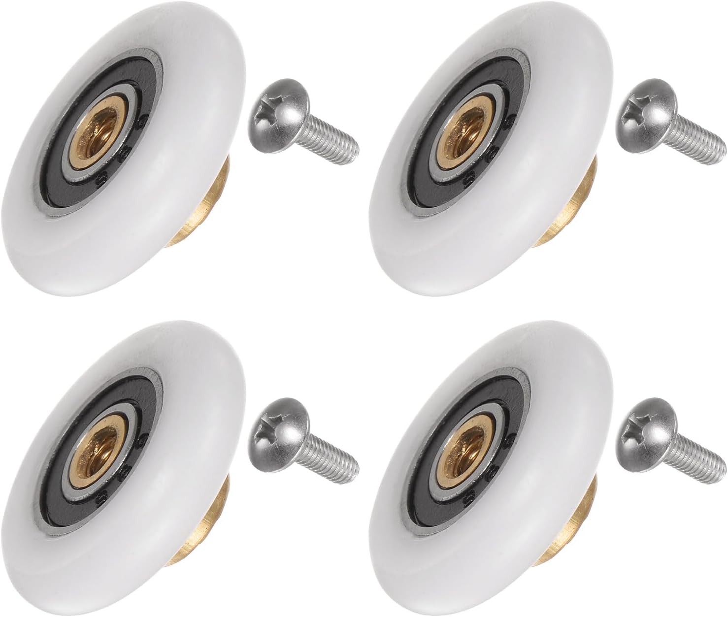 Duschkabinenrollen – 4er-set – Messing Und Pom – Geräuschlos Gleitend – Badezimmer – 25 Mm Durchmesser