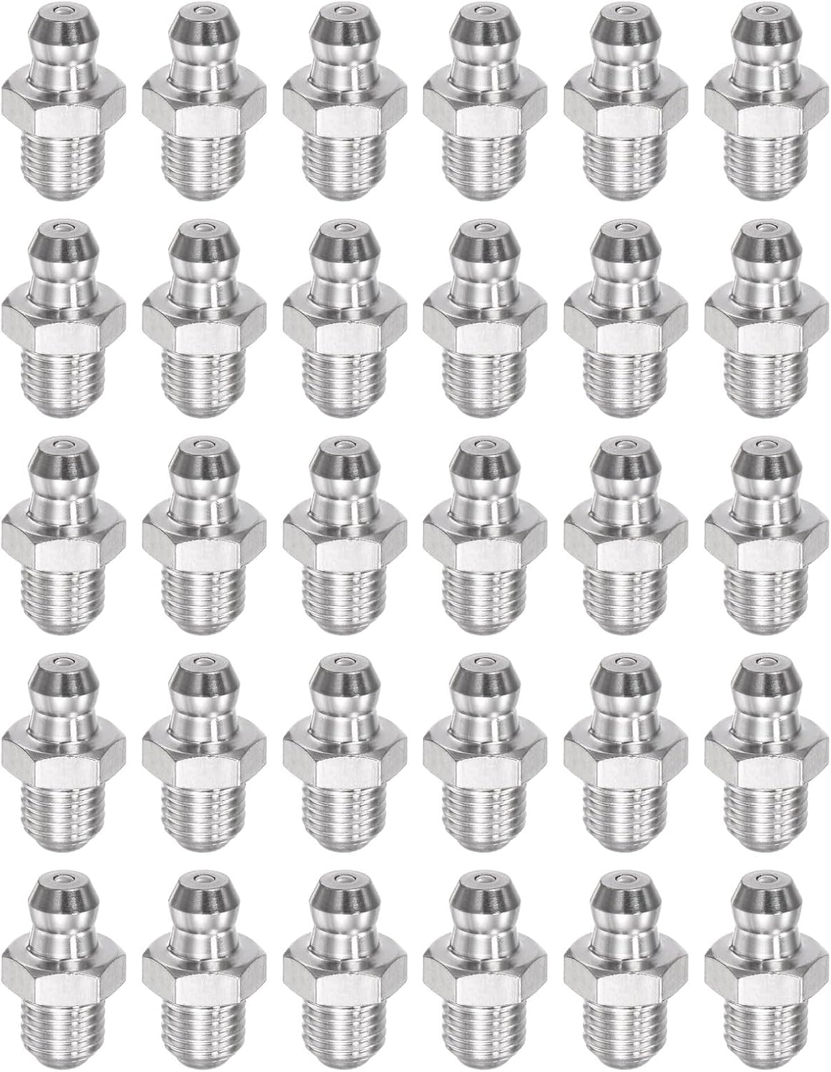 Gerade Schmiernippel – 30 Stück – Edelstahl 201 – Gewinde M8x1 Mm – Für Industrielle Wartung – Silber