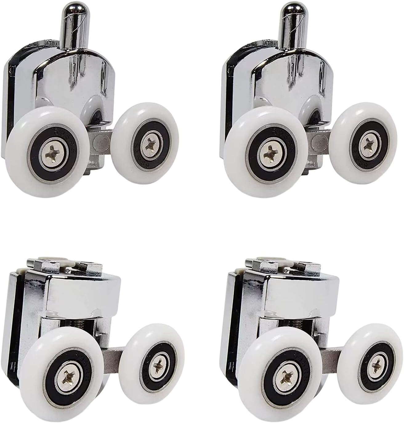 Doppeltürrollen Für Dusche – 4er-set – Verzinkter Stahl – Geräuschloses Gleiten, 23 Mm – Für Bad Und Dampfbad – 4–6 Mm Glas