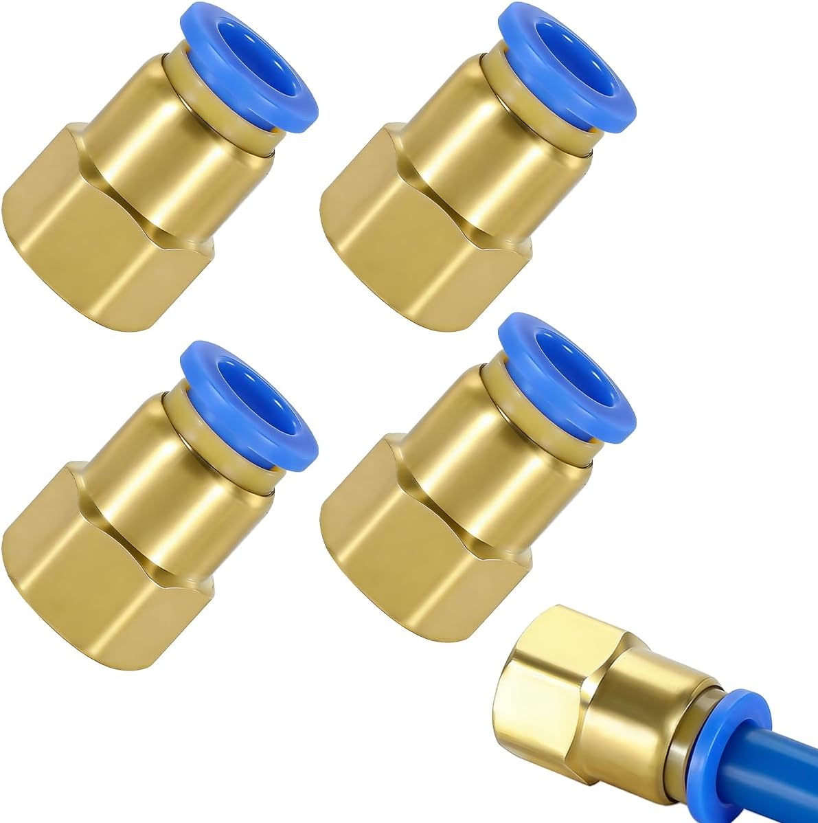 Pneumatikverschraubung – 4er-pack – Messing Und Kunststoff – Schnellsteckverbindung – Werkstatt Und Industrie – 6 Mm X 1/4