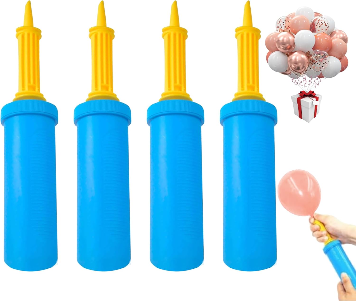 Ballonpumpen-set – 4-teilig – Robustes Pp-kunststoff – Schnelles Manuelles Aufblasen – Für Partys Und Hochzeiten – 28 X 5 Cm