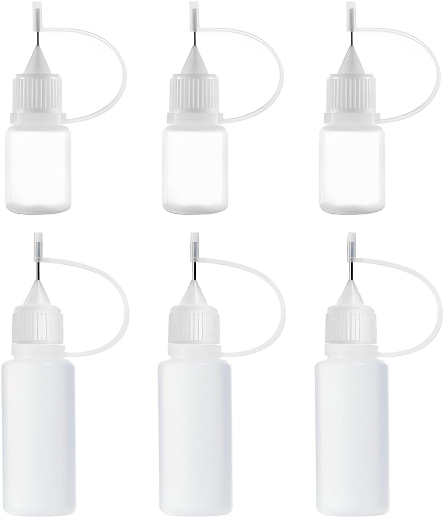 6 Pipettenfläschchen Aus Kunststoff – 3 X 5 Ml Und 3 X 10 Ml – Flexibel Und Präzise – Mit Nadelspitze – Für Klebstoff, Tinte Und Farbe – Für Zuhause Und Werkstatt