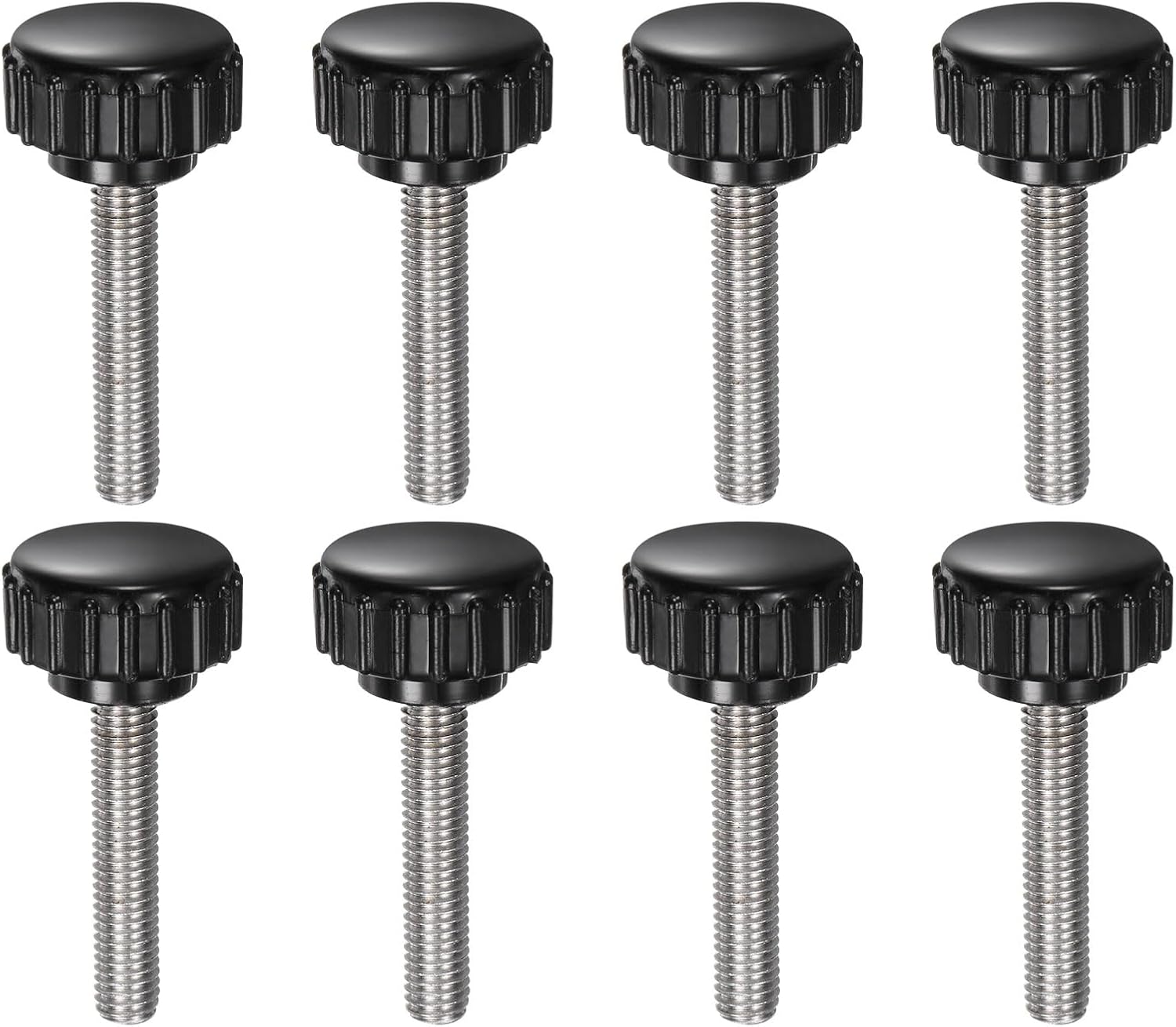 Gerillte Spannknöpfe – 8er-pack – Edelstahl 304 Und Kunststoff – M5x25-mm-rändelschrauben – Für Werkzeugmaschinen Und Befestigungen – Schwarz Und Silber