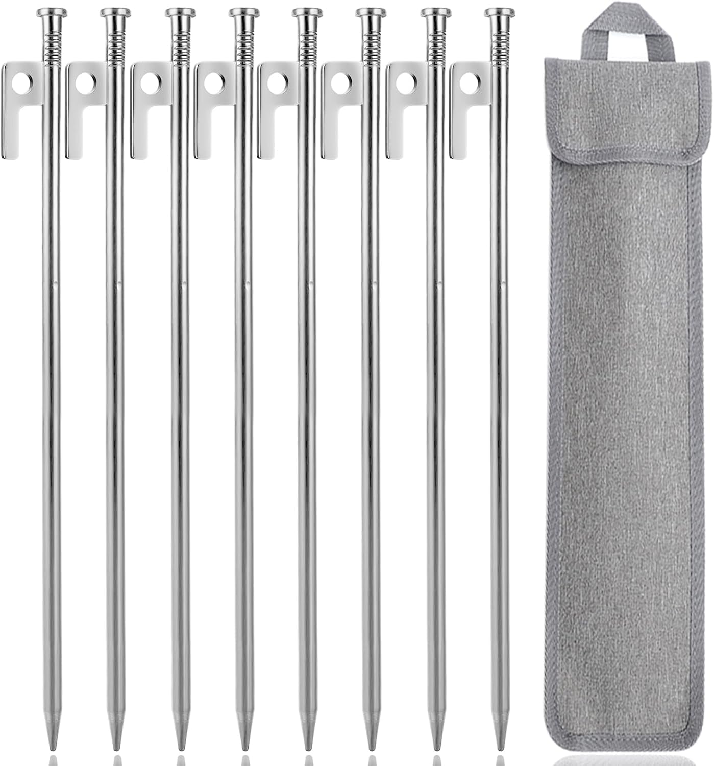 Geschmiedete Stahl-zeltnägel – 8 Stück – 30 Cm, Robust – Haken Für Harten Boden – Camping, Strand, Garten – Metallfarbe