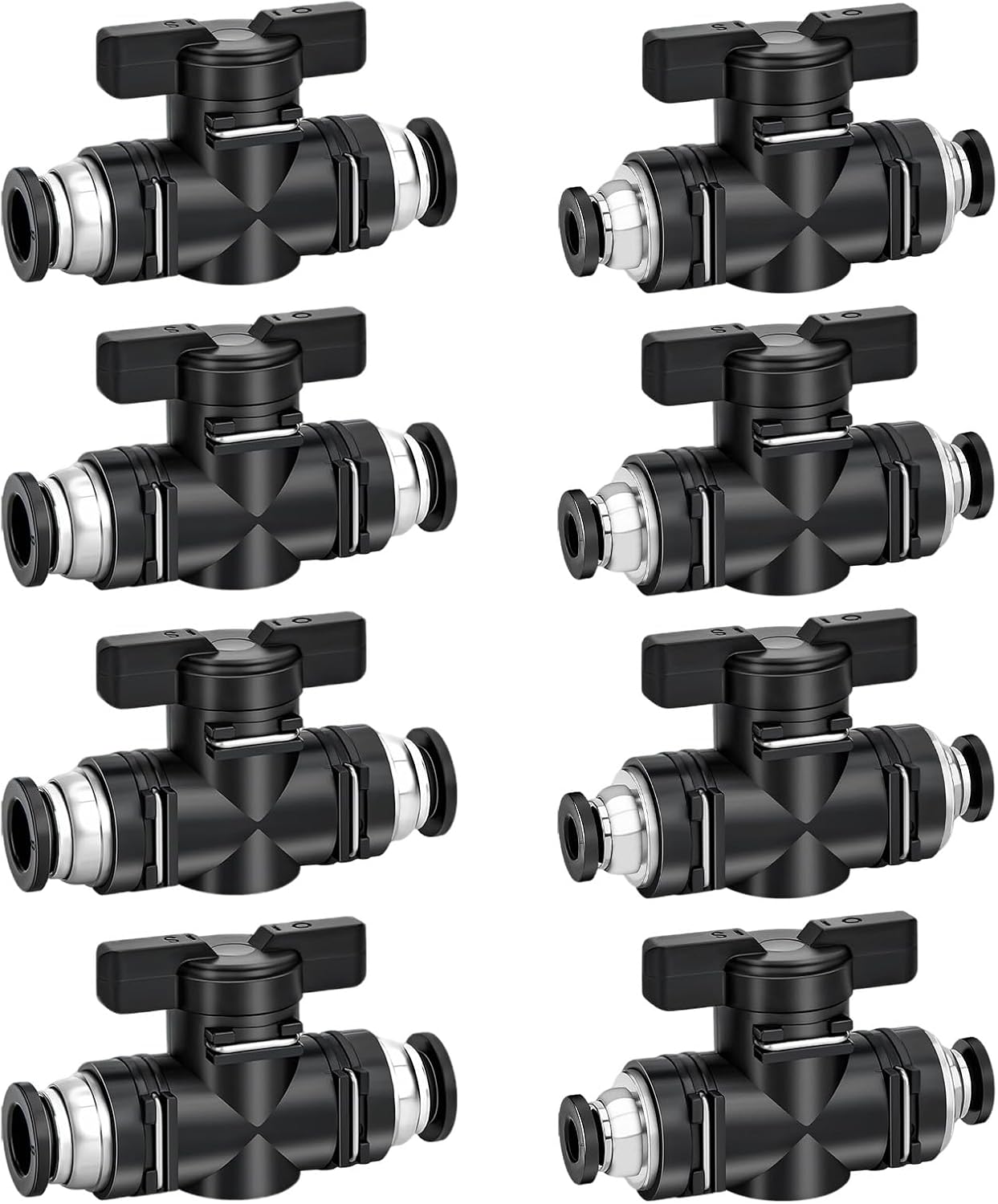 8 Pneumatische Anschlüsse – 6 Mm Und 8 Mm – Kupfer Und Kunststoff – Schnellabsperrventil – Für Druckluftsysteme – Schwarz