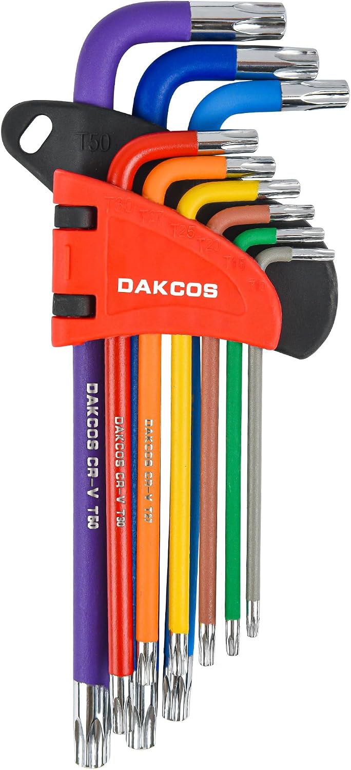 9-teiliger Torx-schlüsselsatz T10–t50 – Cr-v-stahl – Abgewinkelte Schlüssel Mit Zentrierbohrung – Für Fahrräder Und Mechaniker – Inklusive Koffer