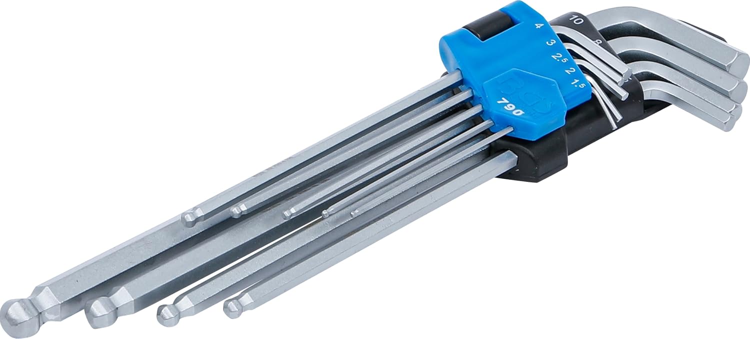 Inbusschlüsselsatz – 9-teilig – Chrom-vanadium-stahl – Kugel- Und Innensechskantschlüssel – Mechanik Und Heimwerkerbedarf – 1,5 Bis 10 Mm