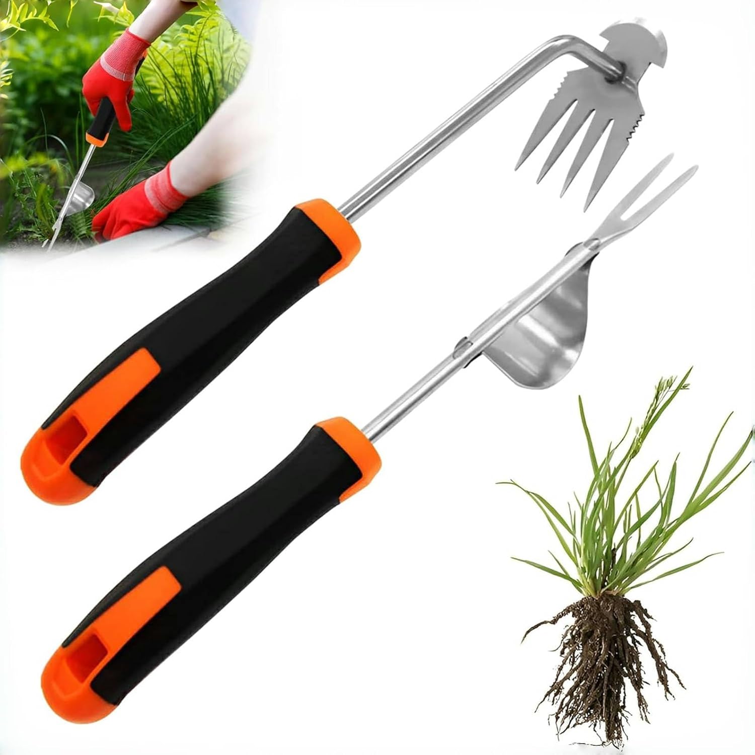 Manuelle Unkrautjätwerkzeuge – 2er-set – Edelstahl – Wurzelentfernung Und Belüftung – Garten, Rasen, Gemüsebeet – Ergonomischer 35-cm-griff