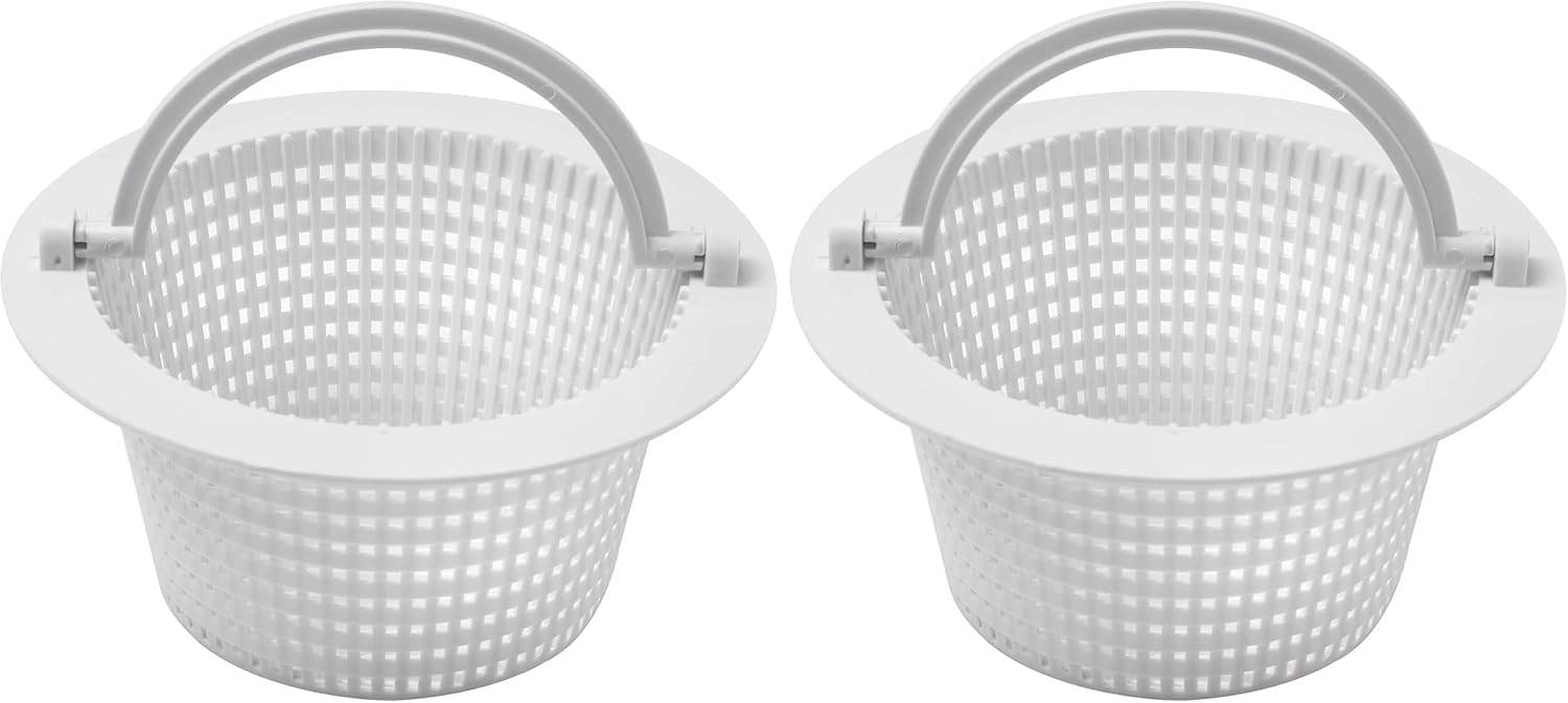 Skimmer-siebkorb S1 – 2er-pack – Robustes, Weißes Kunststoff – Effiziente Filtration, 16 Cm – Für Private Schwimmbecken – Ø 16 X 7,5 Cm