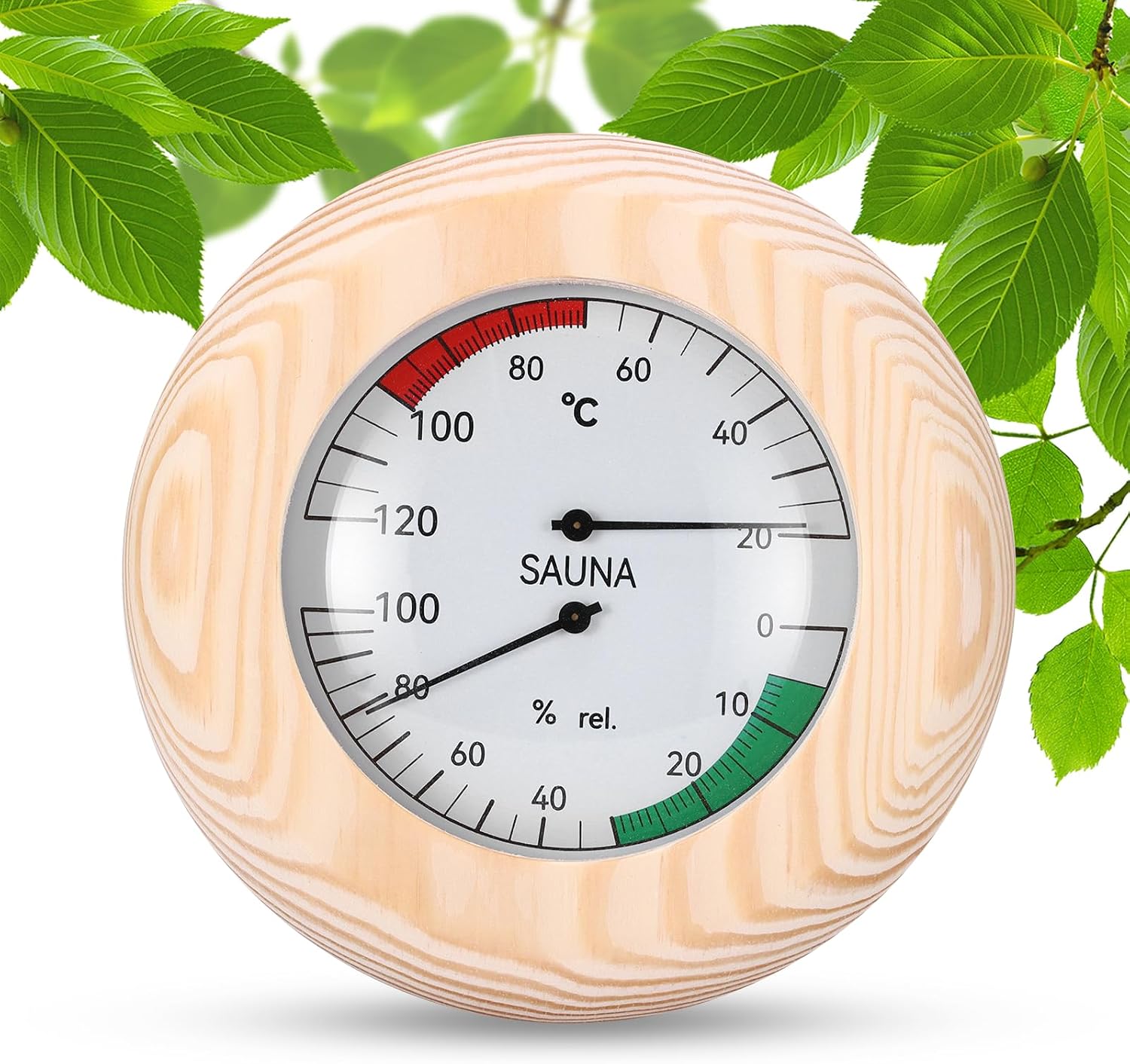 Sauna-thermometer Und Hygrometer (2-in-1) – Massives Kiefernholz – Präzise Temperatur- Und Feuchtigkeitsmessung – Für Hamams Und Spas – 15 X 15 Cm Zifferblatt