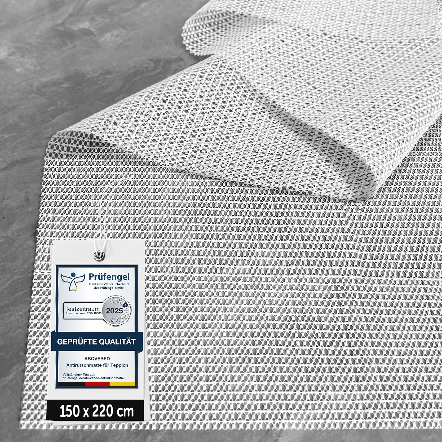Rutschfeste Unterlage 150 X 220 Cm – Zuschneidbares Pvc – Befestigung An Böden Und Teppichen – Sicherheit Für Wohn- Und Schlafzimmer – Standardgröße