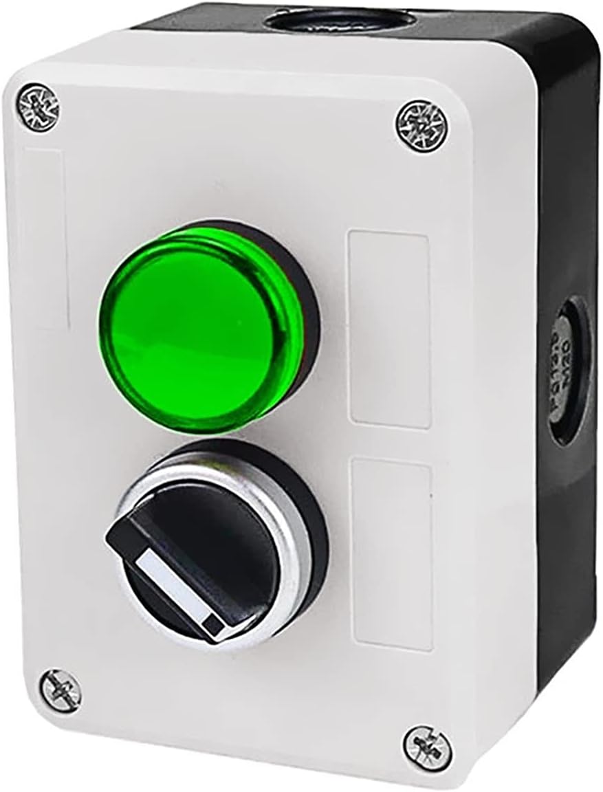 Doppeldrucktaster 220 V – 1 Stück – Wasserdichtes Metall Und Kunststoff – Start Und Stopp Mit Kontrollleuchte – Für Industriemaschinen – Grün Und Rot
