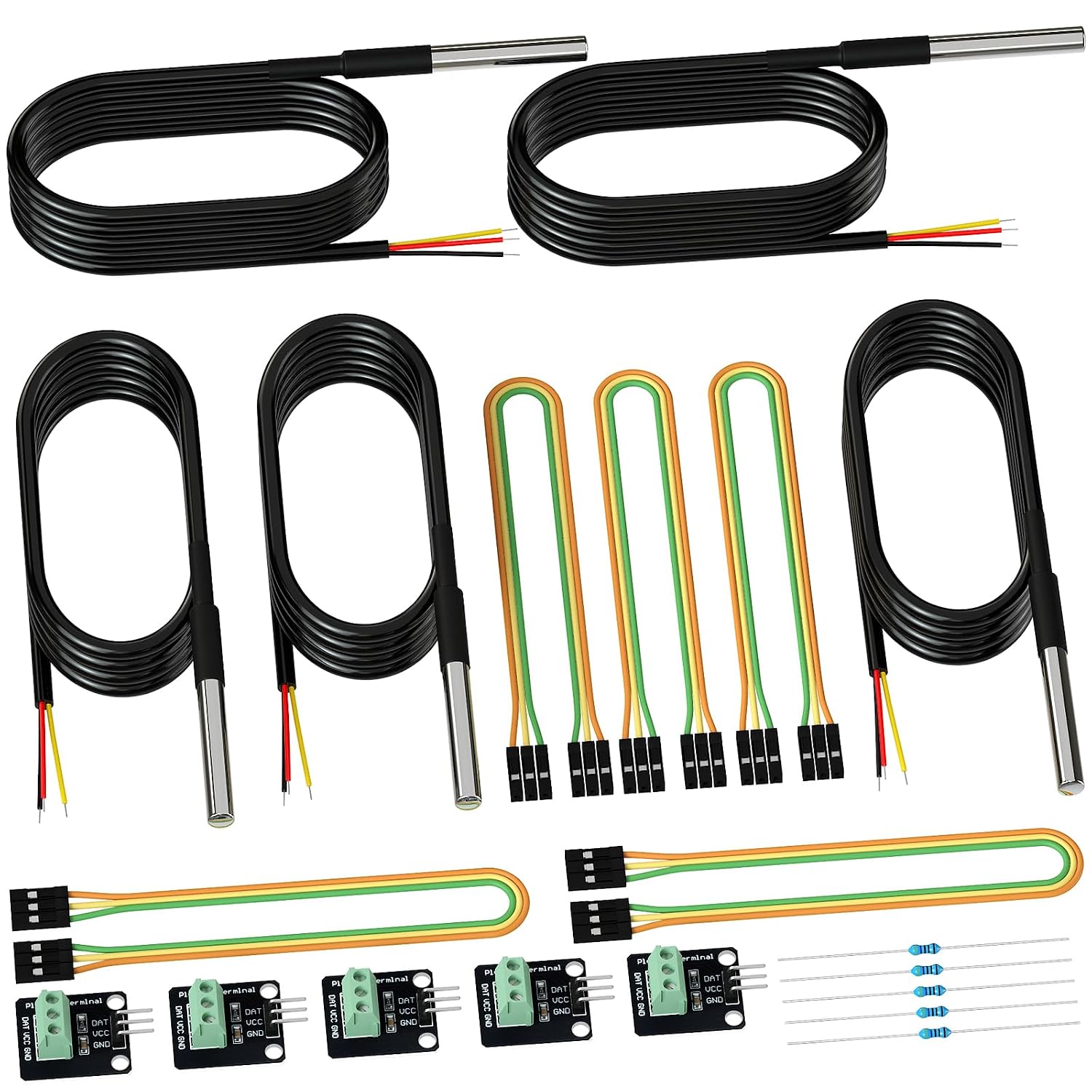 Ds18b20 Temperaturfühler – 5er-pack – Edelstahl – Hochpräzise, Wasserdicht – Für Arduino, Raspberry Pi Und Diy-projekte – 1 Meter