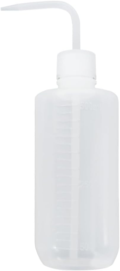 Dosierflasche Aus Kunststoff – 1 Stück – Flexibles Polyethylen – Abgewinkelter Ausgießer Mit Skala – Für Labor Und Küche – 500 Ml, Weiß