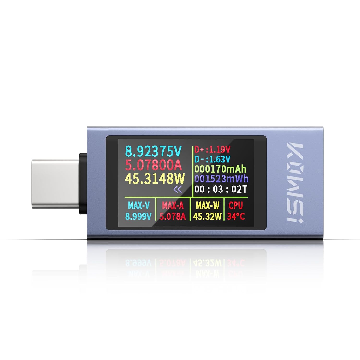 Usb-c-tester – 1 Stück – Farbdisplay – Misst Spannung, Stromstärke Und Leistung – Ladegeräte Für Smartphones Und Tablets – 4–30 V, 0–12 A