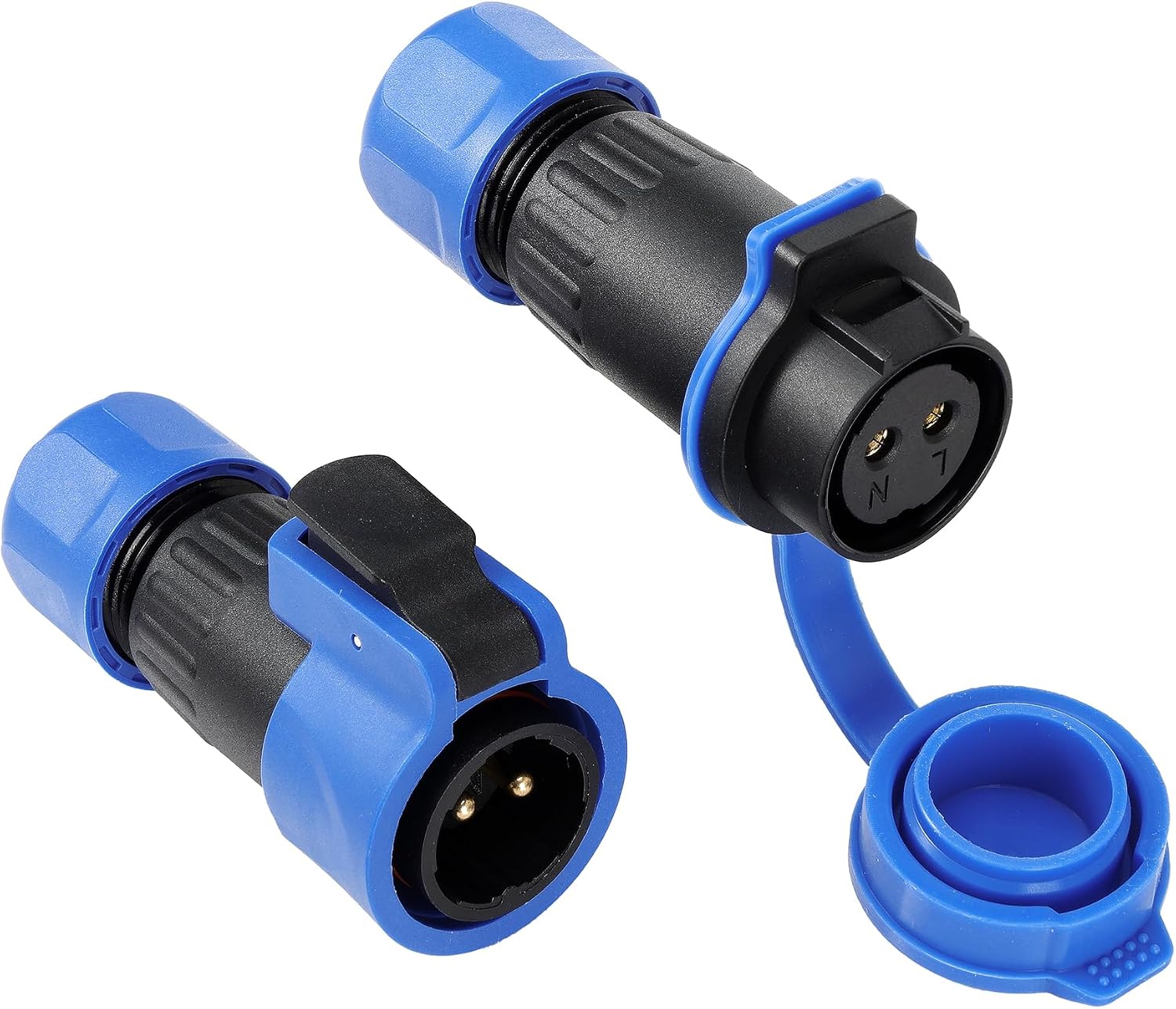 Wasserdichter 2-poliger Luftfahrtstecker – 1 Stück – Pa66 Und Vergoldetes Messing – Lötfrei, Schutzart Ip68, 25 A – Geeignet Für Marine, Industrie Und Außenbereich – Schwarz