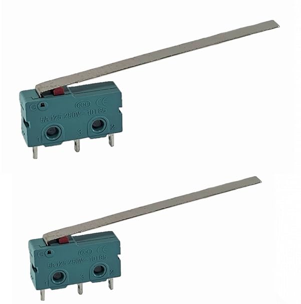 2er-pack Mikroschalter – 3 Pins – Metall Und Kunststoff – 5 A 250 V Endschalter – Maschinen Und Haushaltsgeräte – 55 Mm Langer Hebel