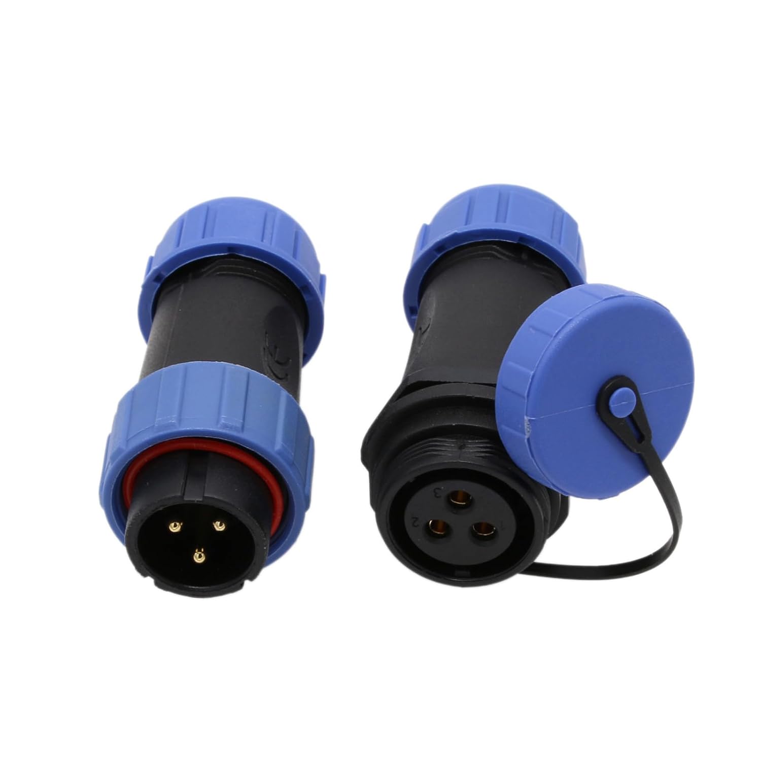 Wasserdichter 3-pin-stecker – 2er-pack – Verstärktes Nylon – Ip68-schnellanschluss – Luft- Und Schifffahrt – Schwarz