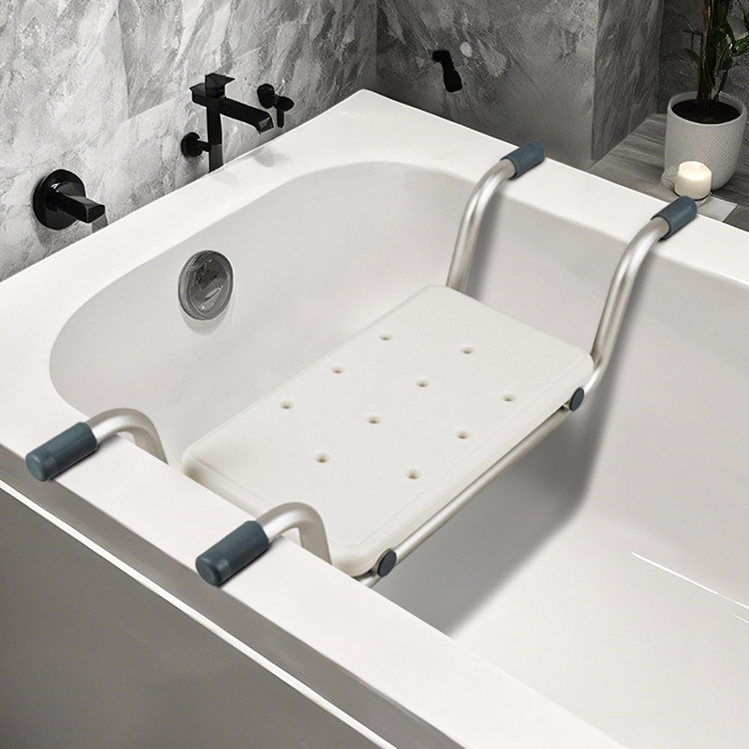 Verstellbarer Badewannensitz – 1 Stück – Aluminium Und Pe – Verstellbarer, Rutschfester Sitz – Für Senioren Und Schwangere – 73,5 Bis 83,5 Cm