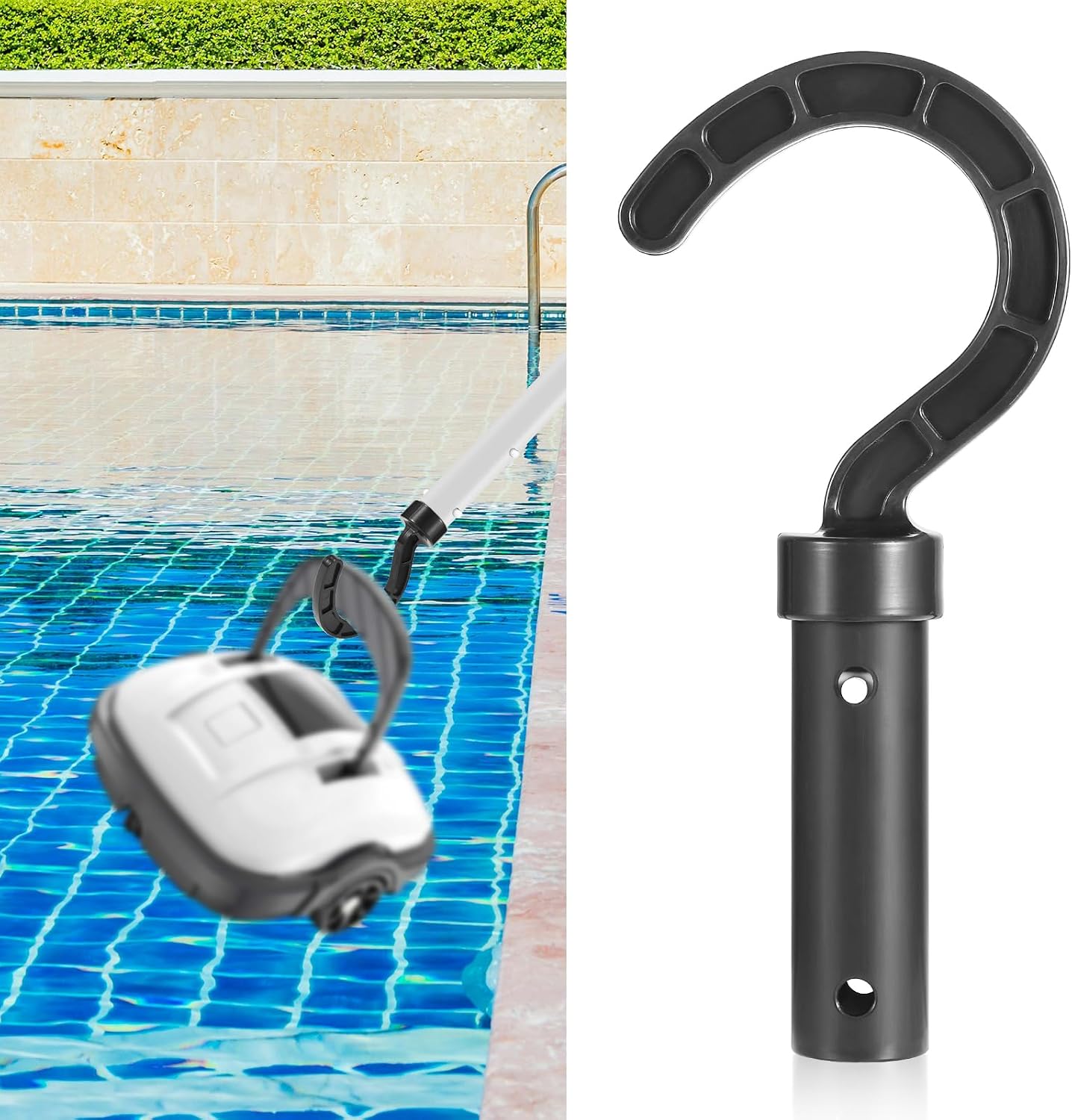 Universeller Haken Für Poolroboter – 1 Stück – Robuster Kunststoff – Kabellose Verbindung – Für Aufstell- Und Einbaupools – Kompatibel Mit Teleskopstangen