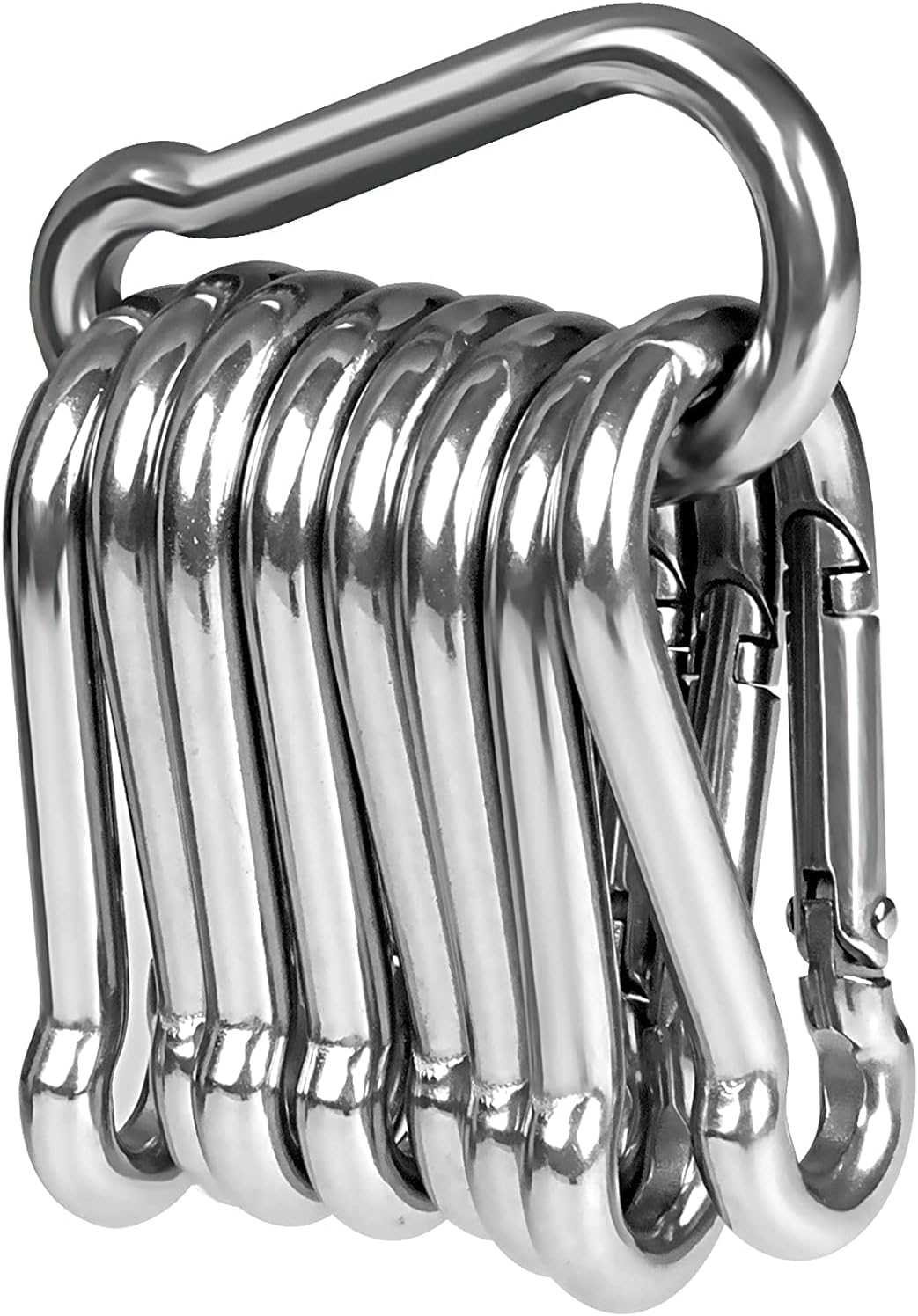 Edelstahl-karabiner – 10er-pack – Robuster Edelstahl 304 – Sicherer Federverschluss – Wandern, Camping, Heimwerken – 50 Mm X 5 Mm, Silber