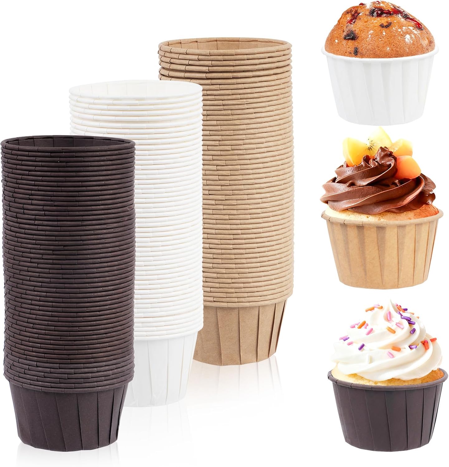 Muffinförmchen – 150 Stück – Dickes, Strapazierfähiges Papier – Knitterfreies Backen – Ideal Für Partys Und Den Täglichen Gebrauch – 3 Verschiedene Farben