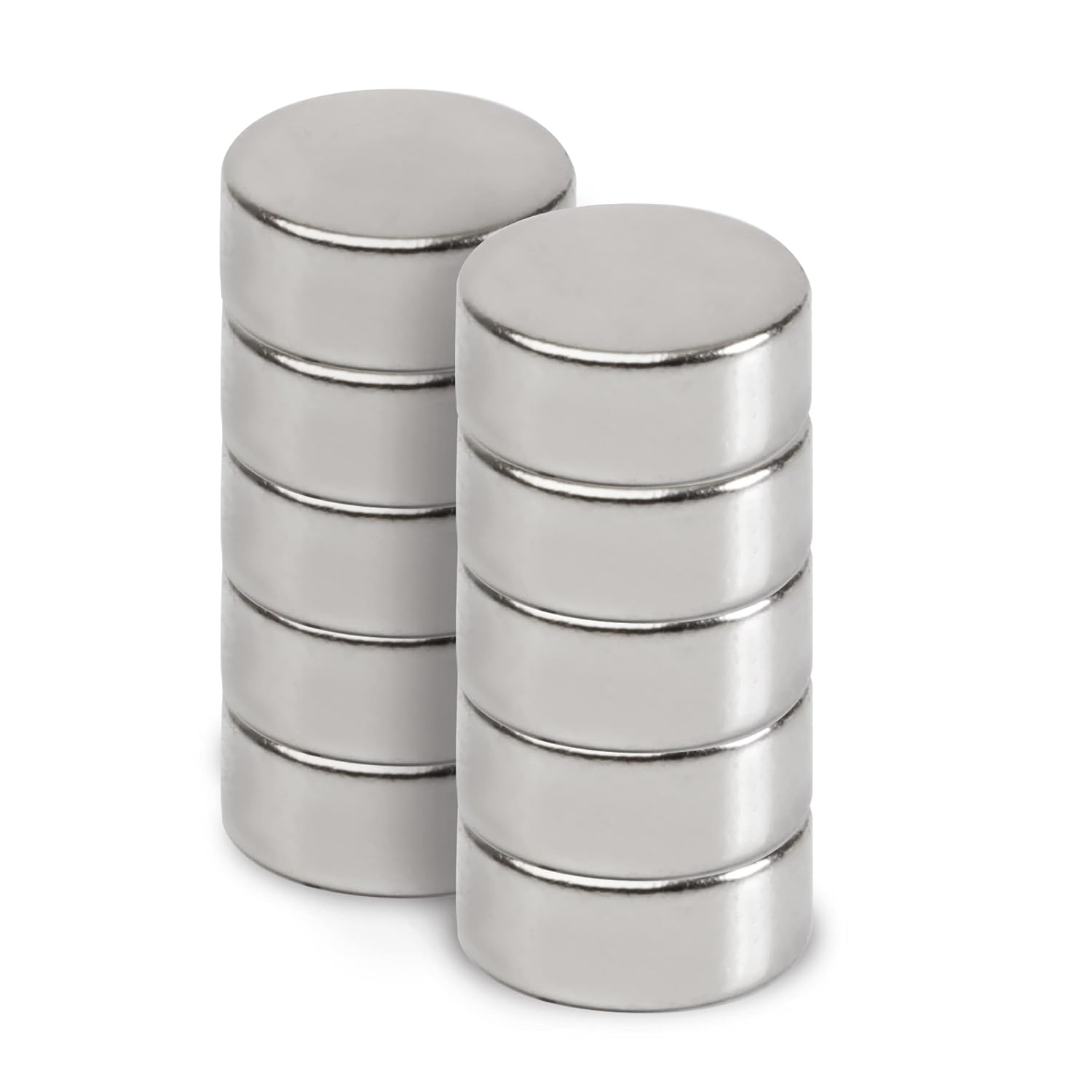 Runde Neodym-magnete – 10er-pack – Silberfarbener Stahl – 4 Kg Haltekraft – Für Büro Und Zuhause – 12 X 5 Mm