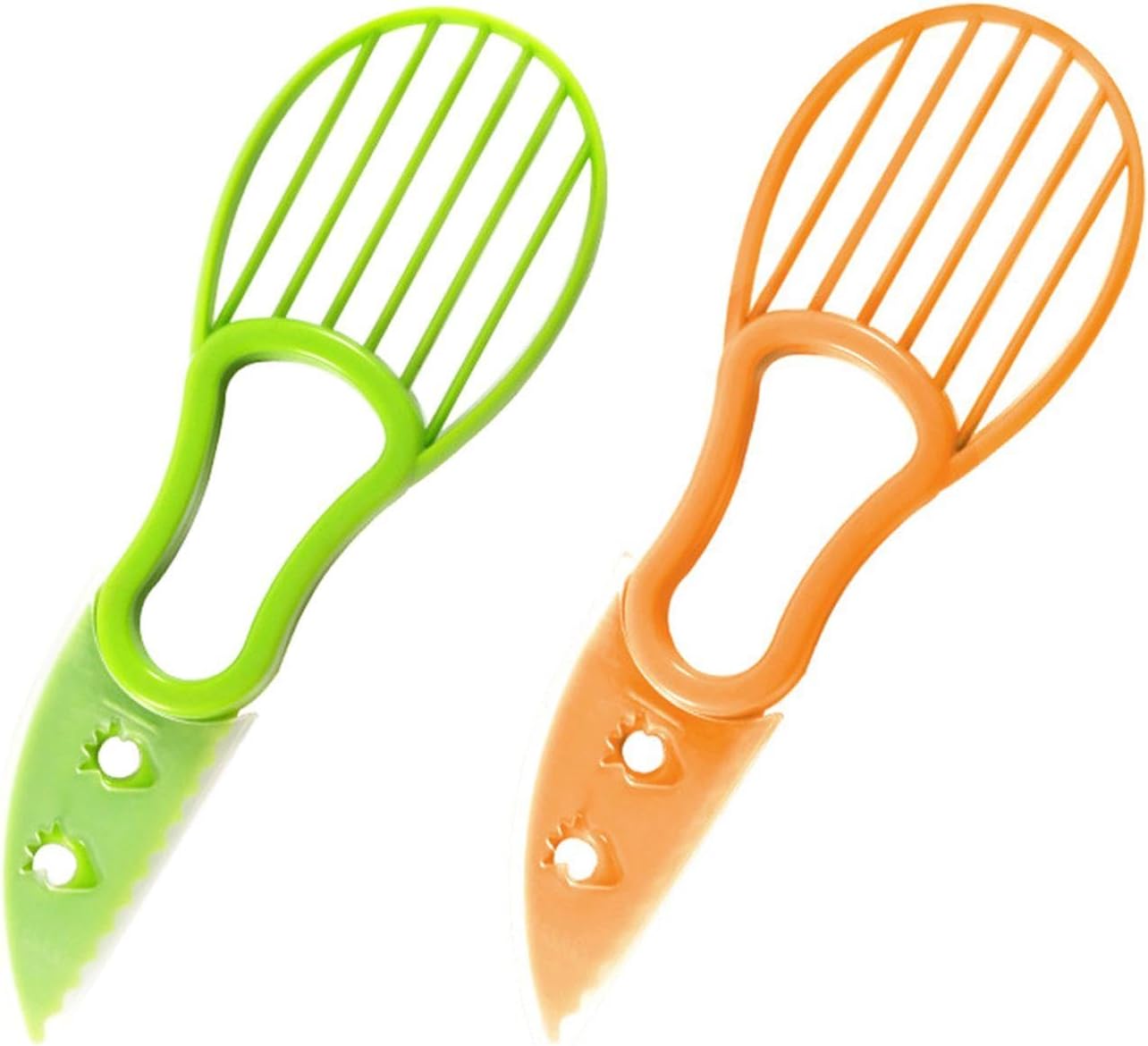 2-teiliger Avocadoschneider – Robustes Pp – Ergonomisches Design – Schneidet Und Entkernt Avocados Mühelos – Für Den Täglichen Gebrauch In Der Küche – Grün Und Orange