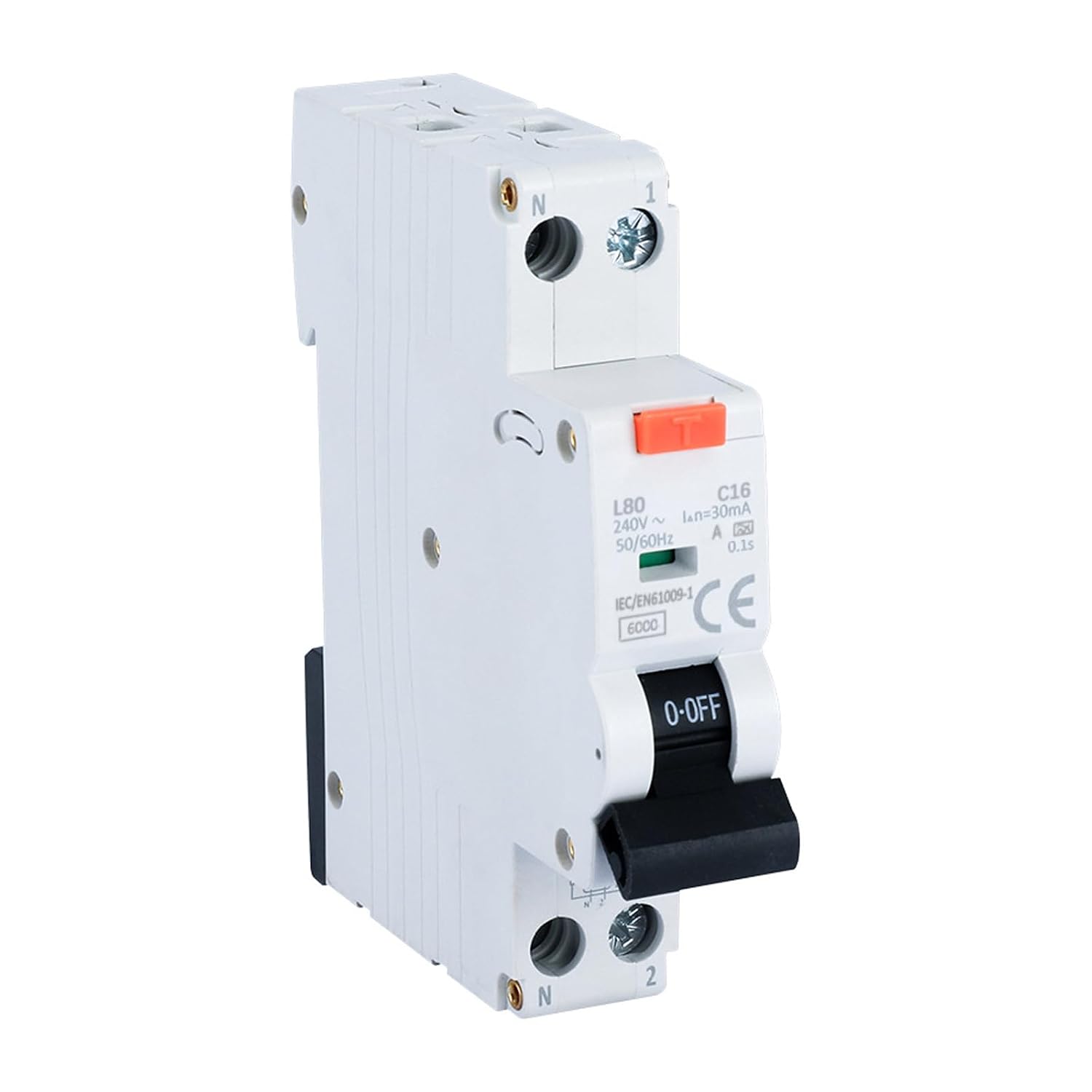 Fehlerstromschutzschalter (fi-schalter), Thermomagnetischer Fehlerstromschutzschalter (rcbo) 30 Ma, 1p+n C16 16a Leitungsschutzschalter Mit Fehlerstromschutz, 230 V, Typ A, Din-schienenmontage, Kennl