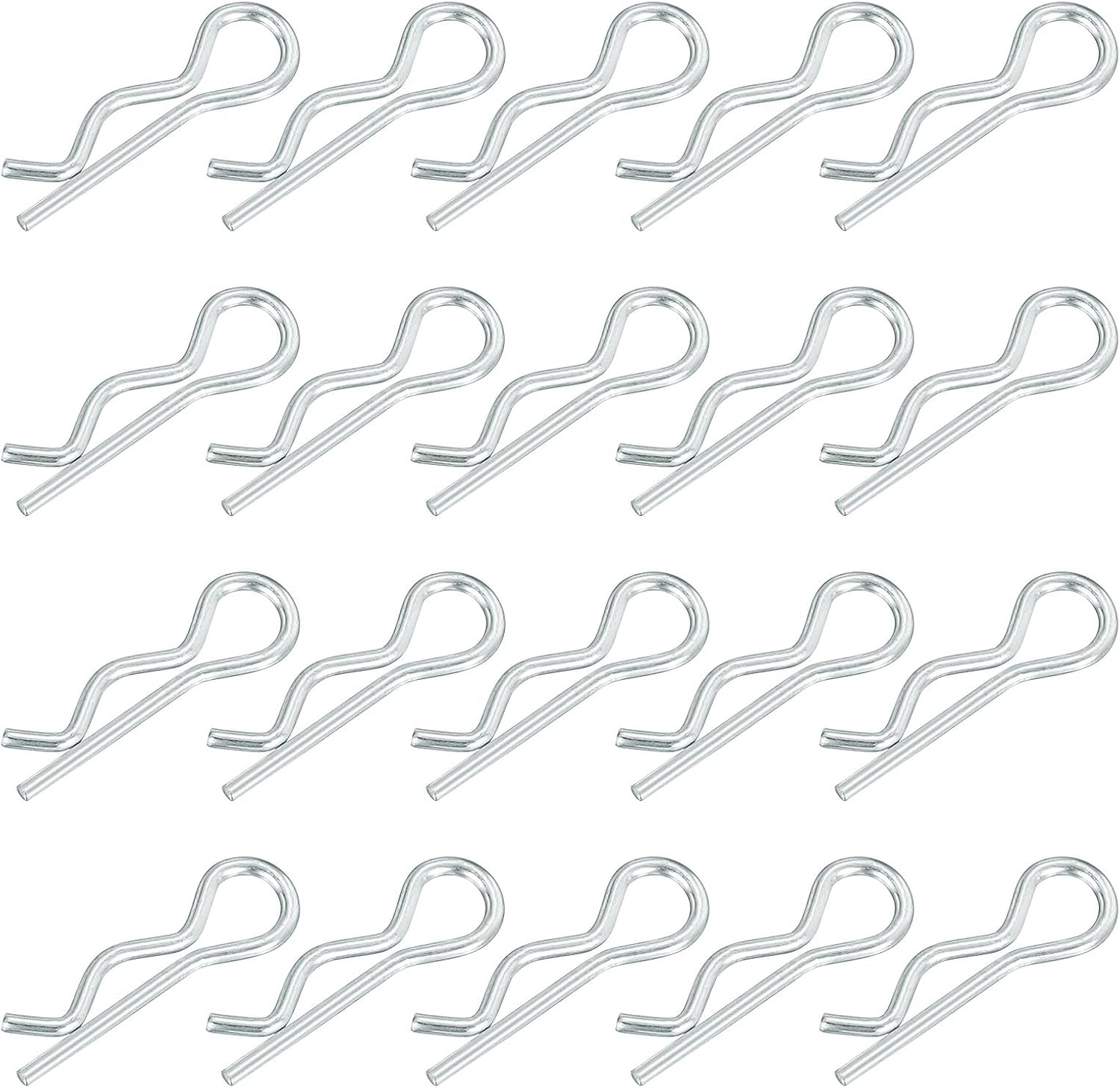 1,2 Mm X 21 Mm Feder-splinte, Schnellverschluss-kupplungsbolzen, R-clip-sicherungsstift, Silberfarbene Haarnadel Aus Kohlenstoffstahl, 20 Stück