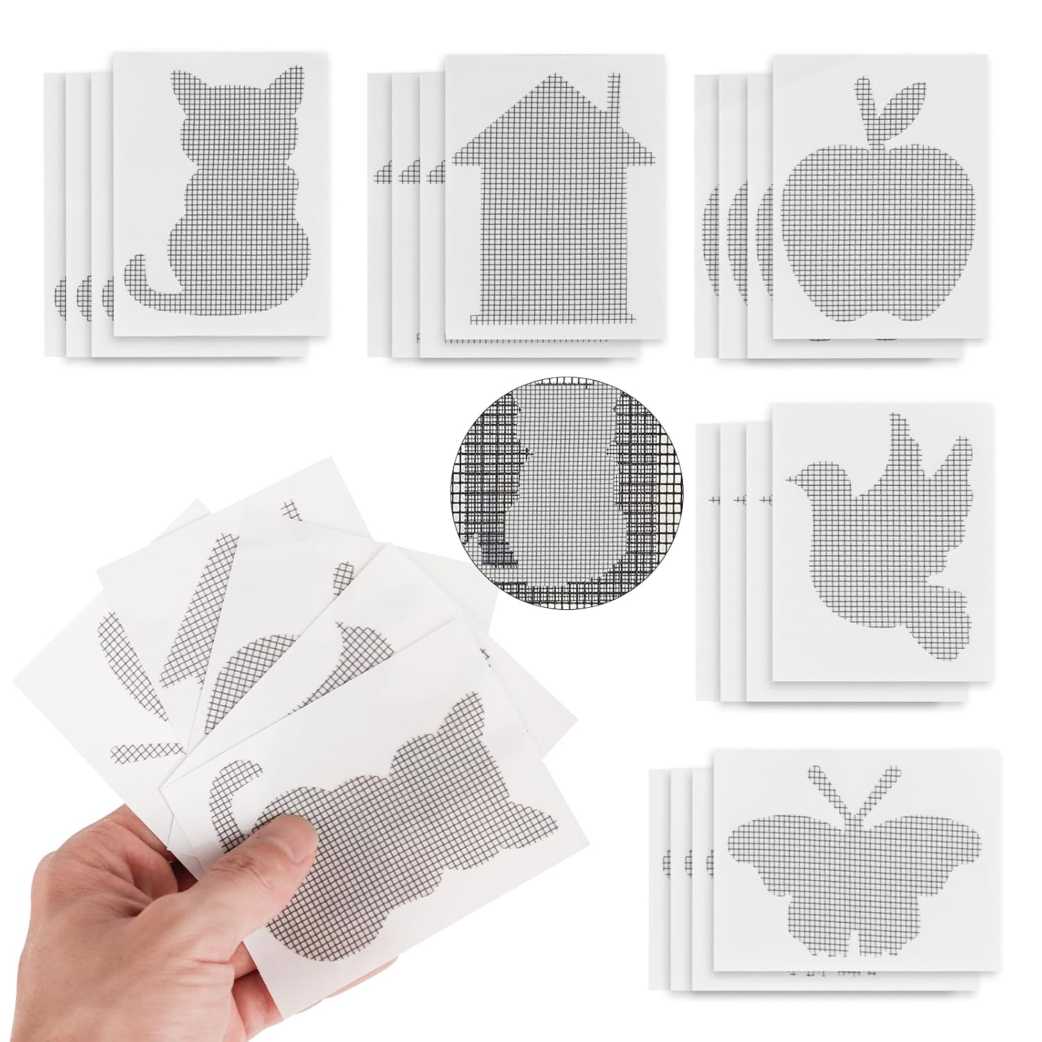 Packung Mit 20 Moskitonetz-reparatursets, Aufklebern, Für Fenster, Türen, Löcher (5 Designs)