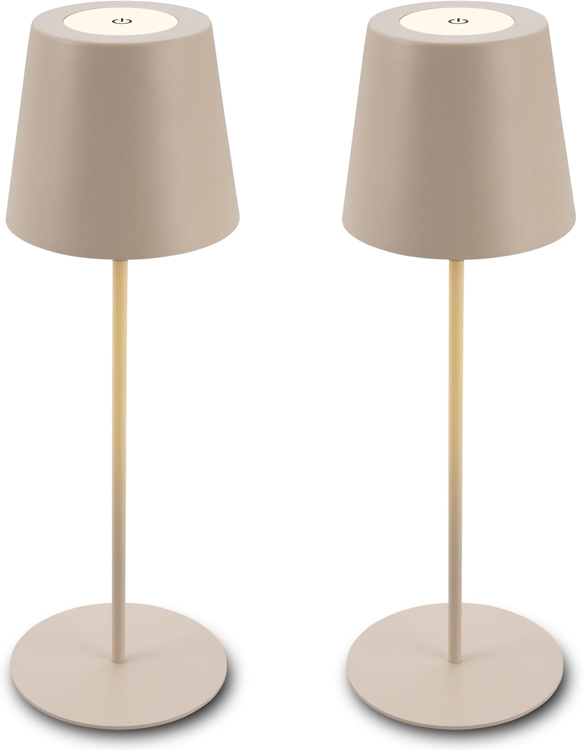 Set Mit 2 Kabellosen Led-tischleuchten – Höhenverstellbar – Touch-bedienung – Ip44 – Für Den Innen- Und Außenbereich Geeignet – Beige – 12 X 36 Cm