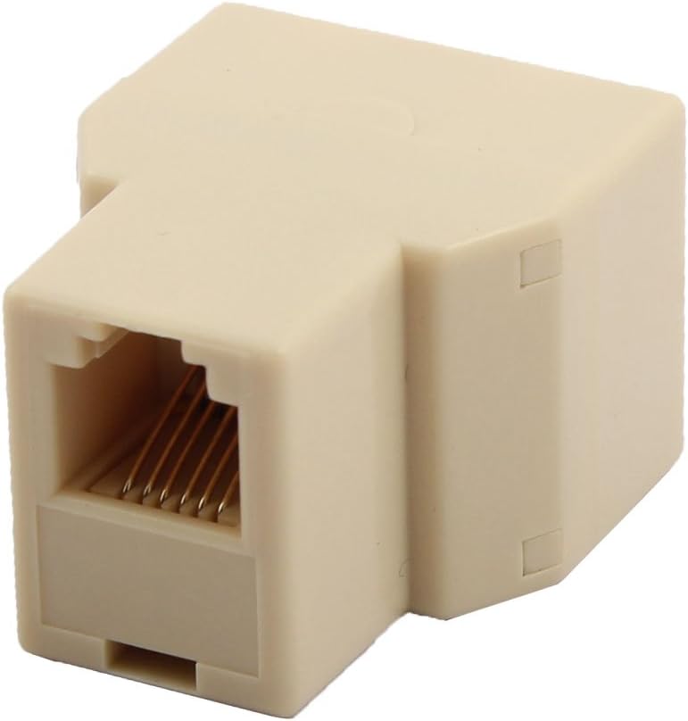 Rj12 6p6c Adapter – 1 Stück – Beigefarbener Kunststoff – 1-zu-2-port-splitter – Für Telefon- Und Modemleitungen – 33 X 27 X 21 Mm