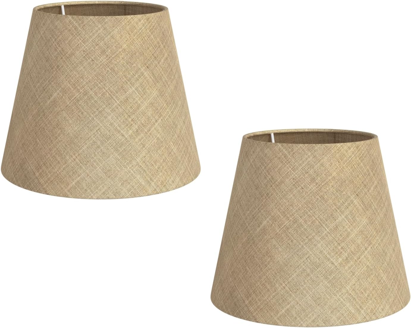 2er-set Lampenschirme – Leinen Und Jute – Minimalistisches Beiges Design – Für E14- Und E27-fassungen – Wohnzimmer, Schlafzimmer, Büro – 200 Mm
