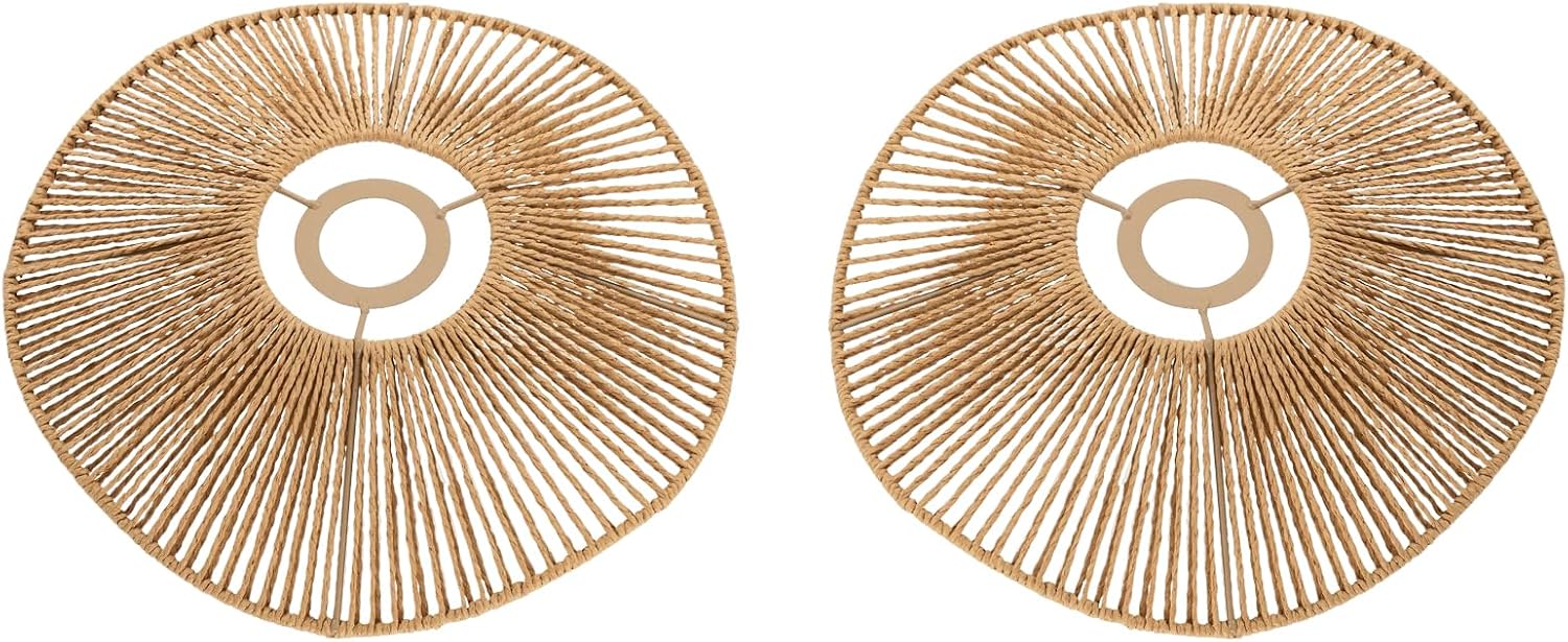 Lampenschirme Aus Geflochtenem Rattan – 2er-set – Natürlicher Bohème-stil – Sanftes Licht – Geeignet Für Wohn- Und Esszimmer – Passender Durchmesser