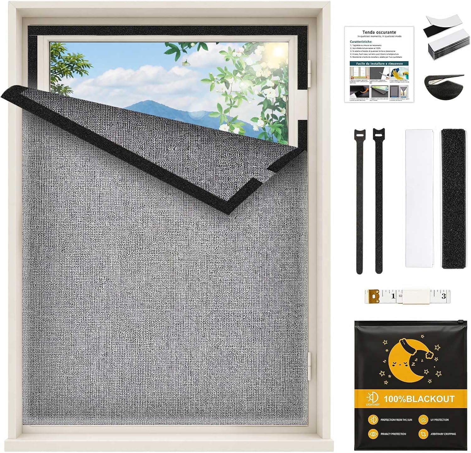 Verdunkelungsrollo Ohne Bohren – 1 Stück – Thermoleinen – 100 % Lichtundurchlässig – Für Schlafzimmer Und Dachfenster – 200 X 150 Cm