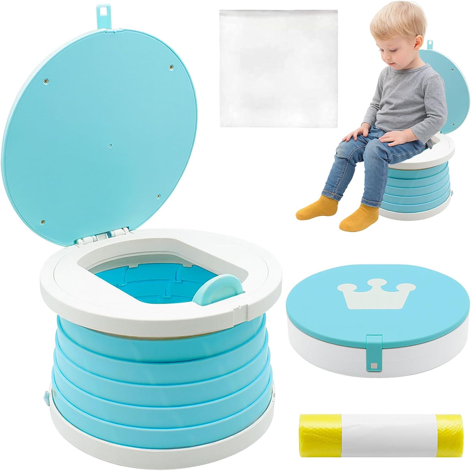 Klappbarer Kinder-toilettensitz – 1 Stück – Abs-kunststoff – Tragbar Und Leicht – Für Reisen, Camping Und Auto – Blau