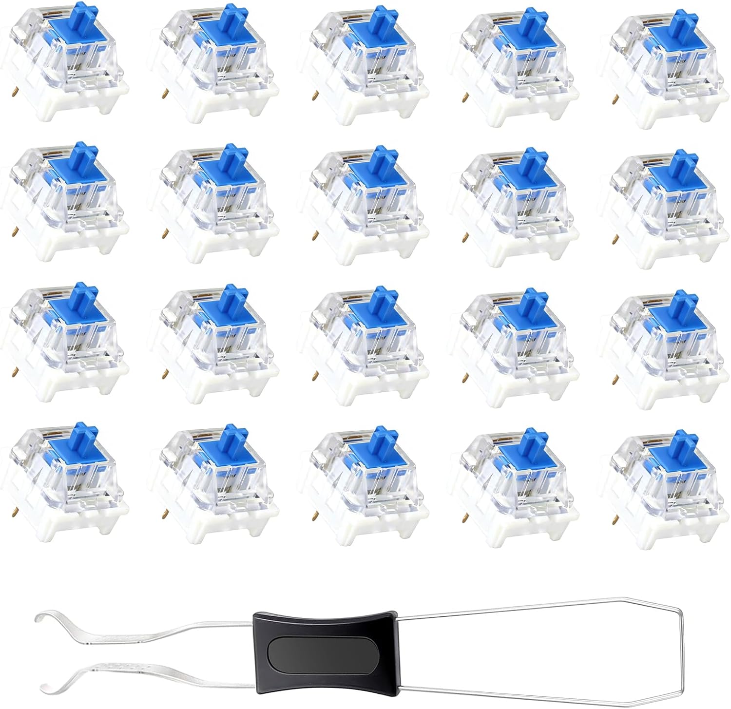 Mechanische Schalter (blau) – 50 Stück – Transparentes Abs – Taktiler 3-pin-schalter – Für Gaming- Und Diy-tastaturen – Blau