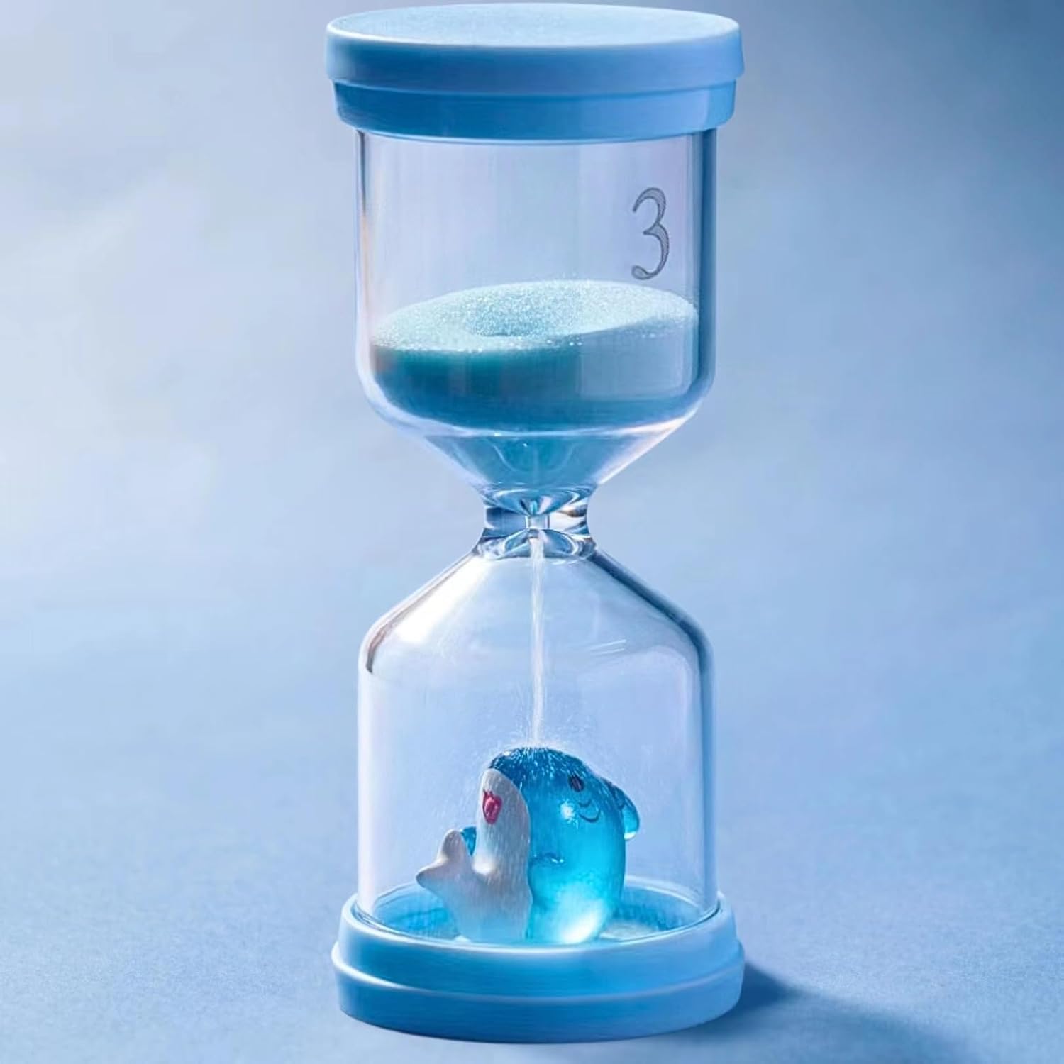 3-minuten-sanduhr Für Kinder – Unzerbrechlicher Kunststoff – Blauer Delfin – Lustiger Visueller Timer – Zähneputzen Und Spiele – Kompakte Größe